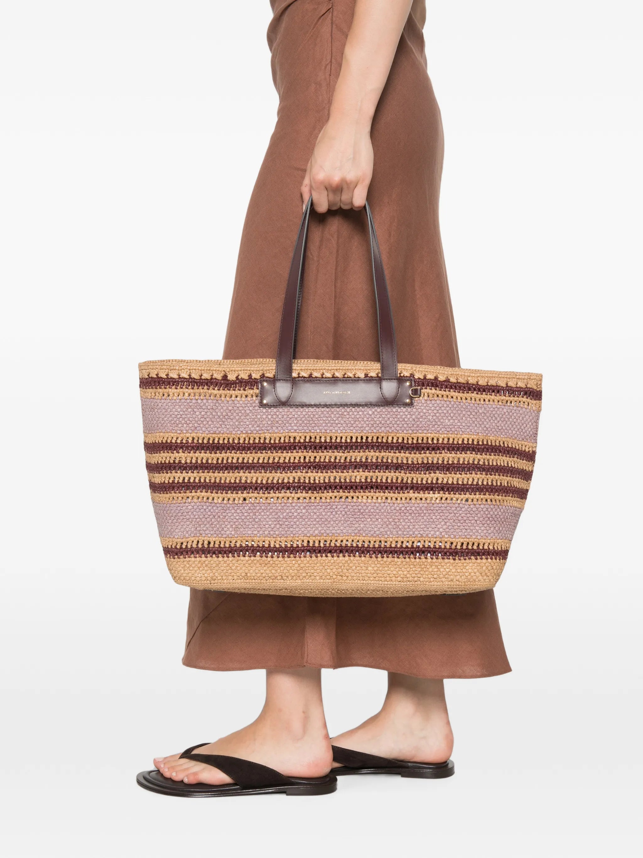 logo-detail striped shoulder bag