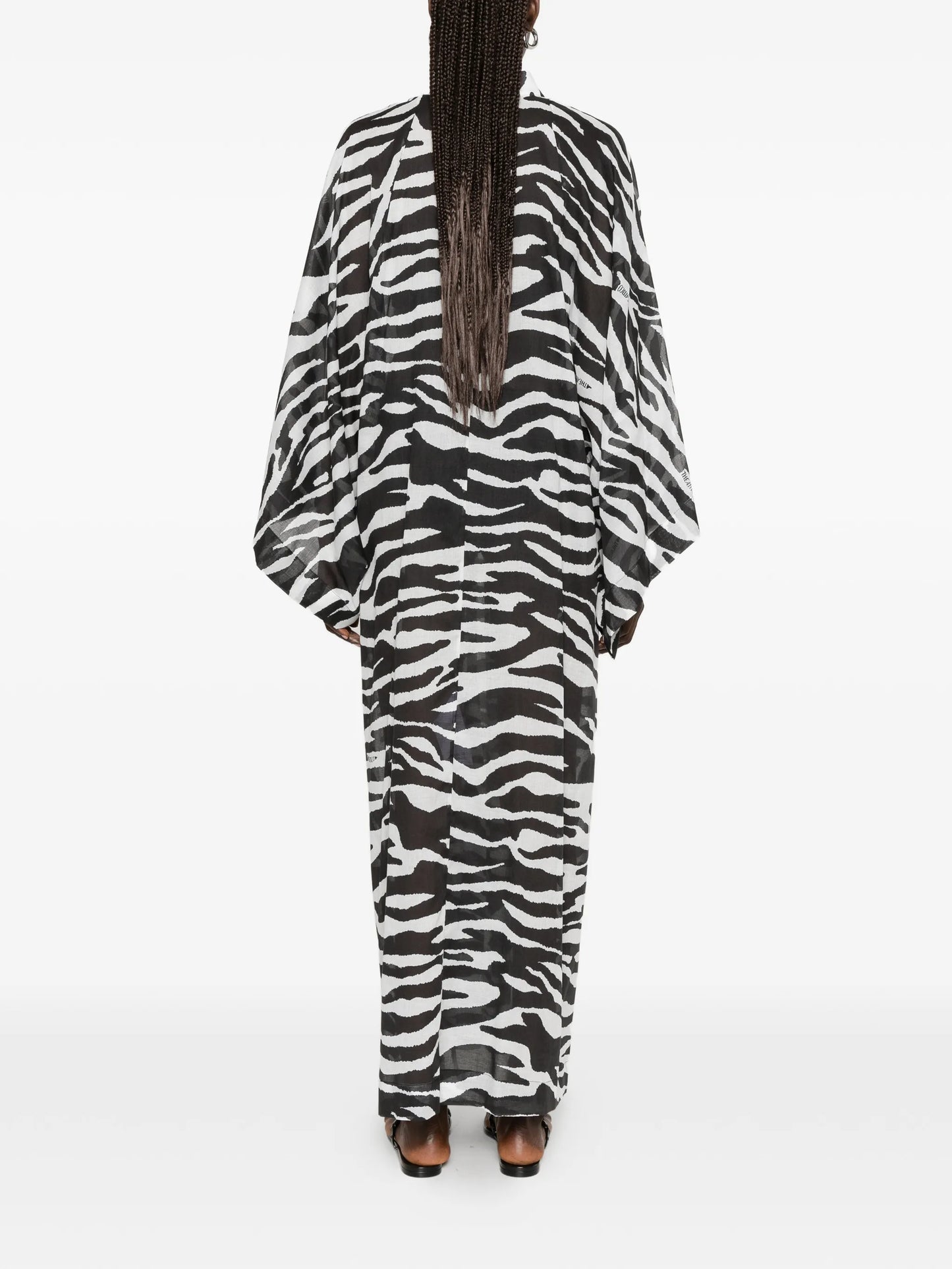 zebra-print semi-sheer kaftan
