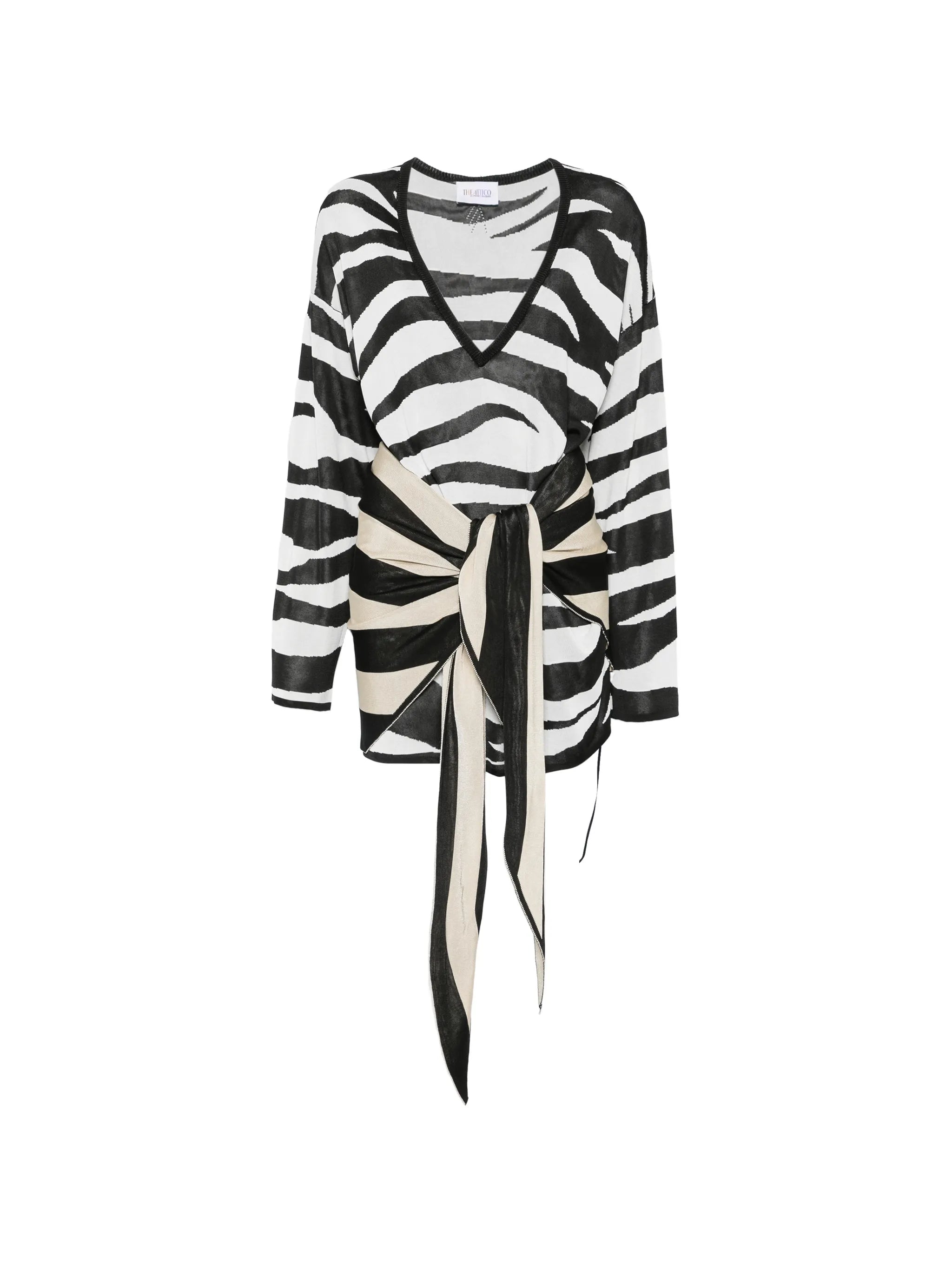 zebra-print knotted mini dress