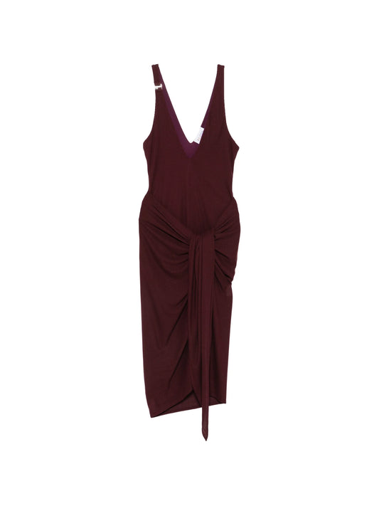 ruched V-neck midi dress