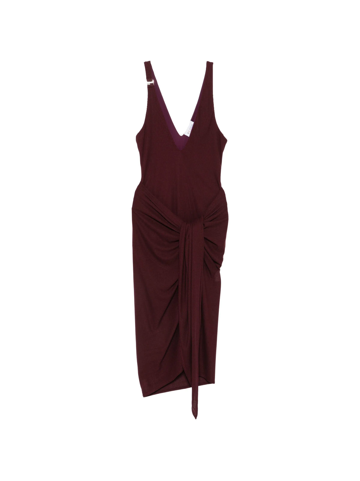 ruched V-neck midi dress