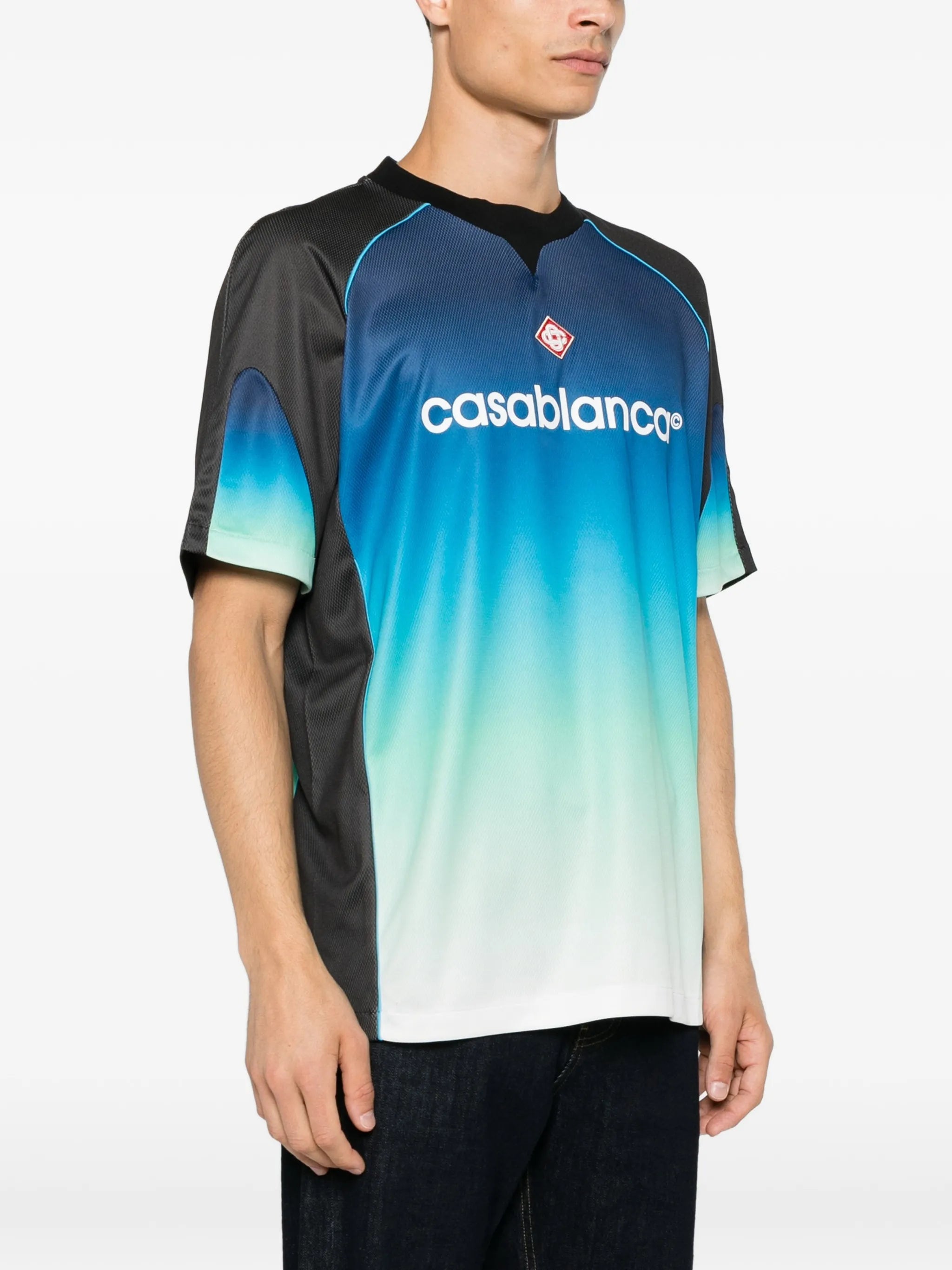 blue & green gradient short sleeve football shirt