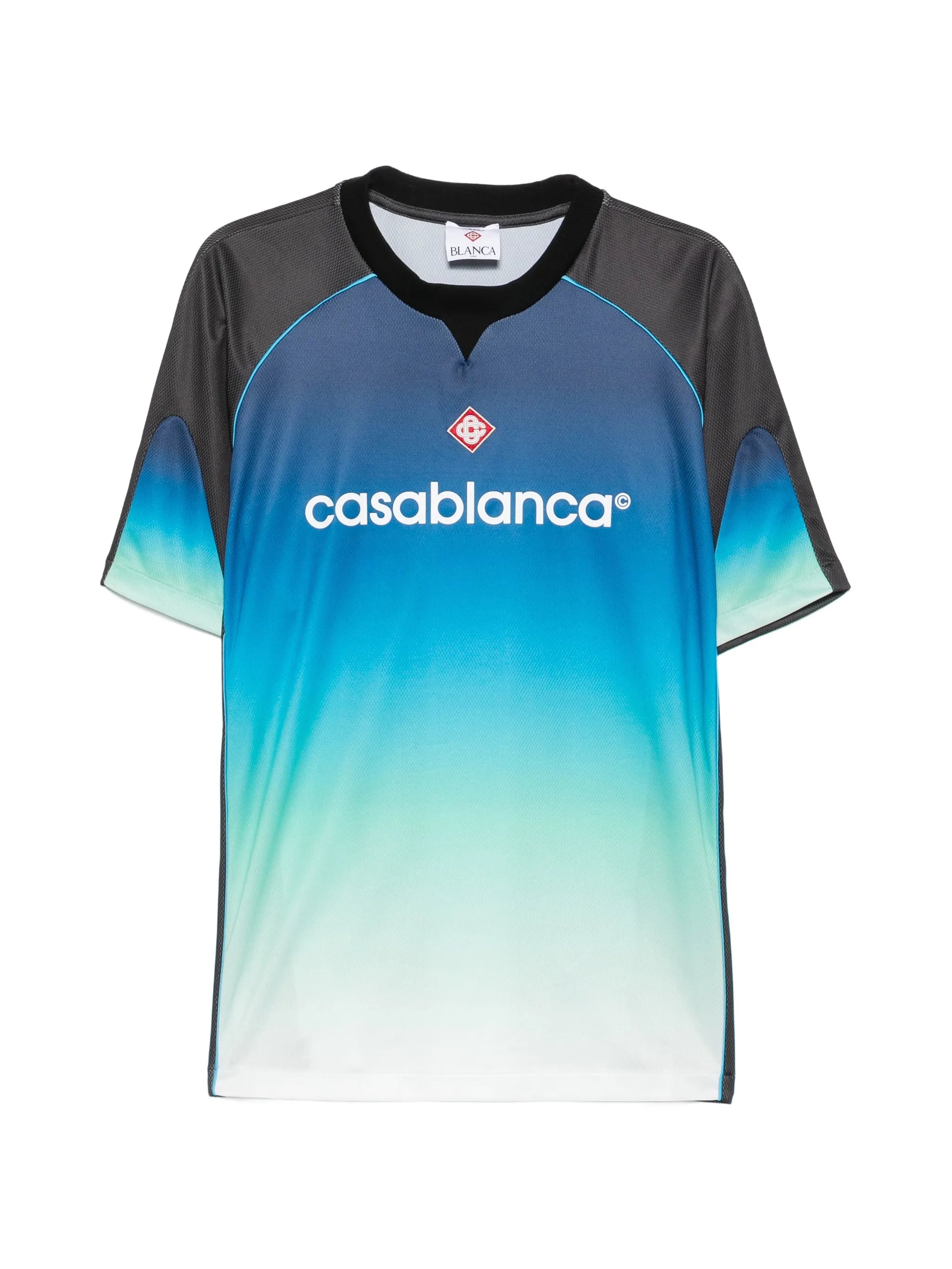 blue & green gradient short sleeve football shirt