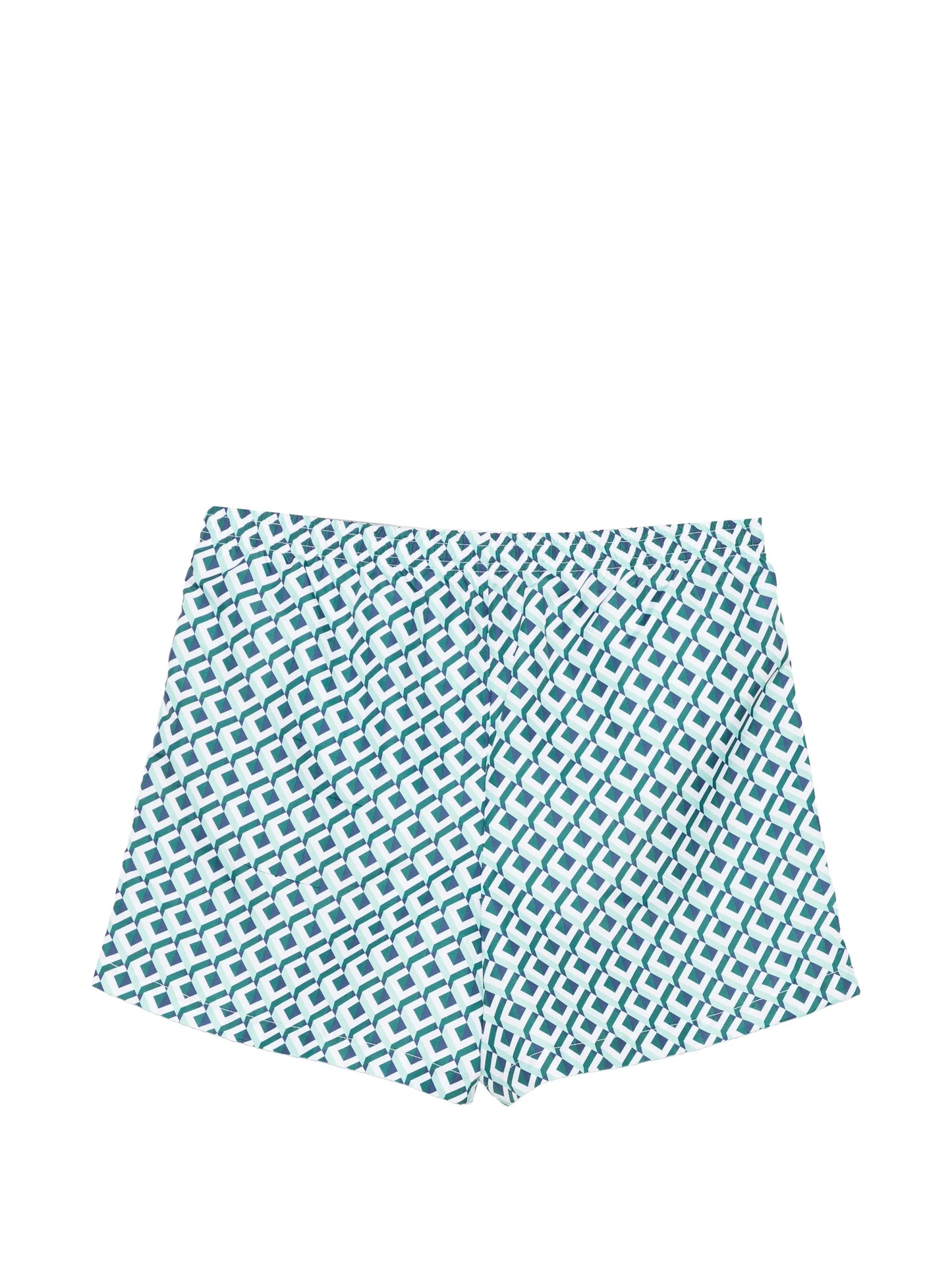 green Cubist monogram printed swim shorts