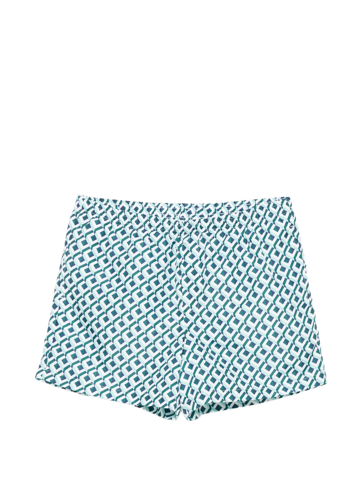 green Cubist monogram printed swim shorts