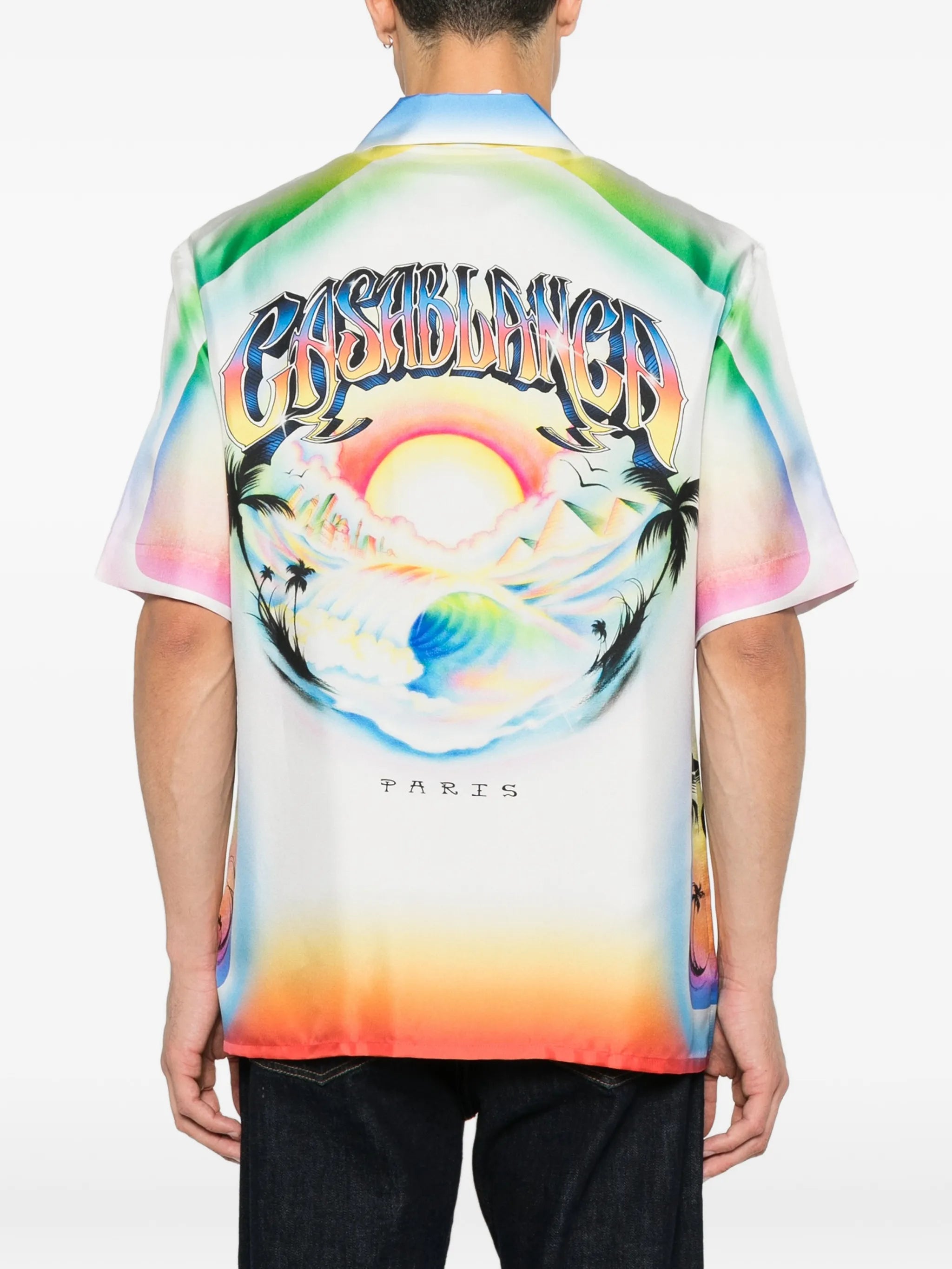 multicolour Airspray short sleeve silk shirt