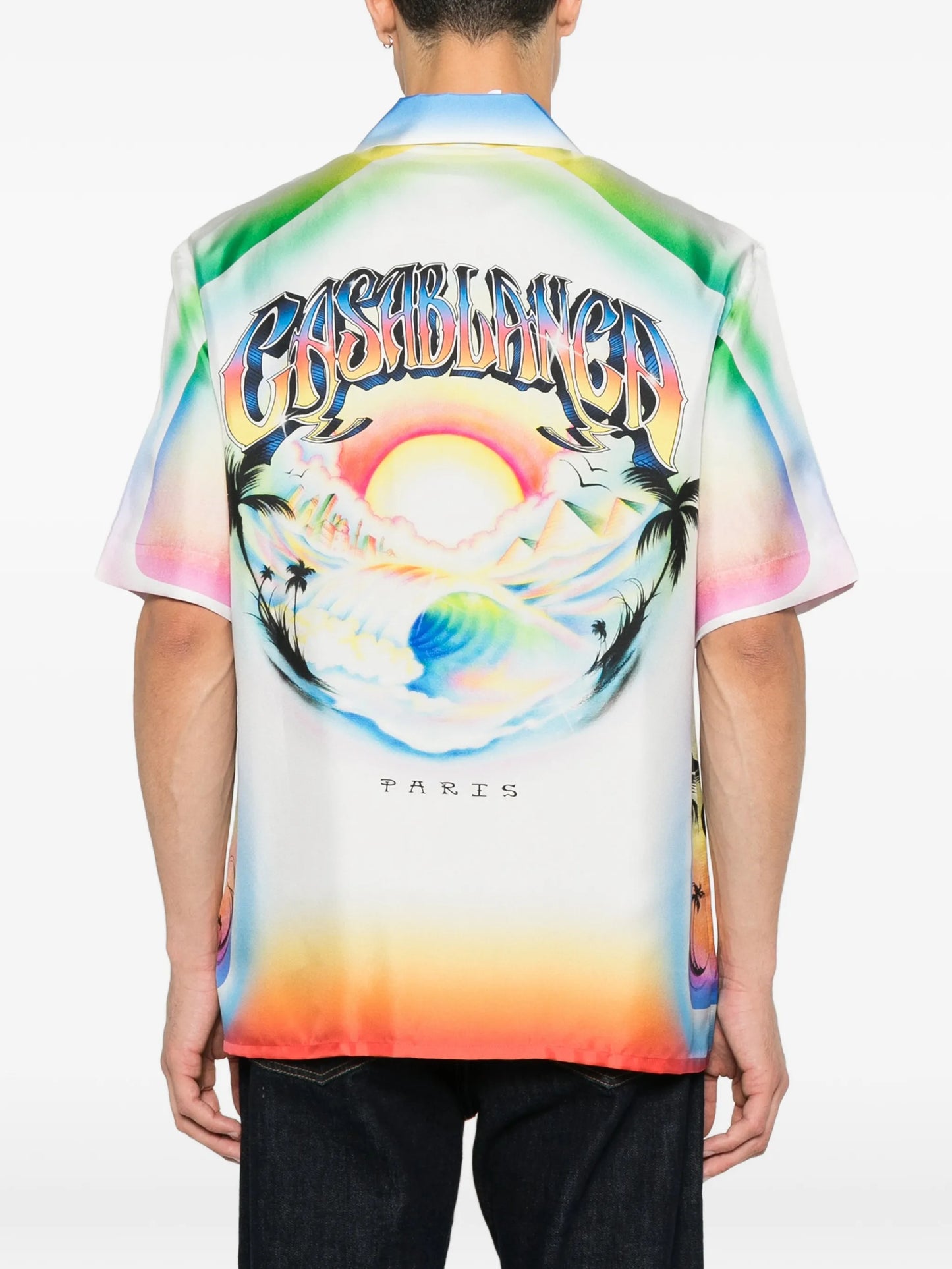 multicolour Airspray short sleeve silk shirt