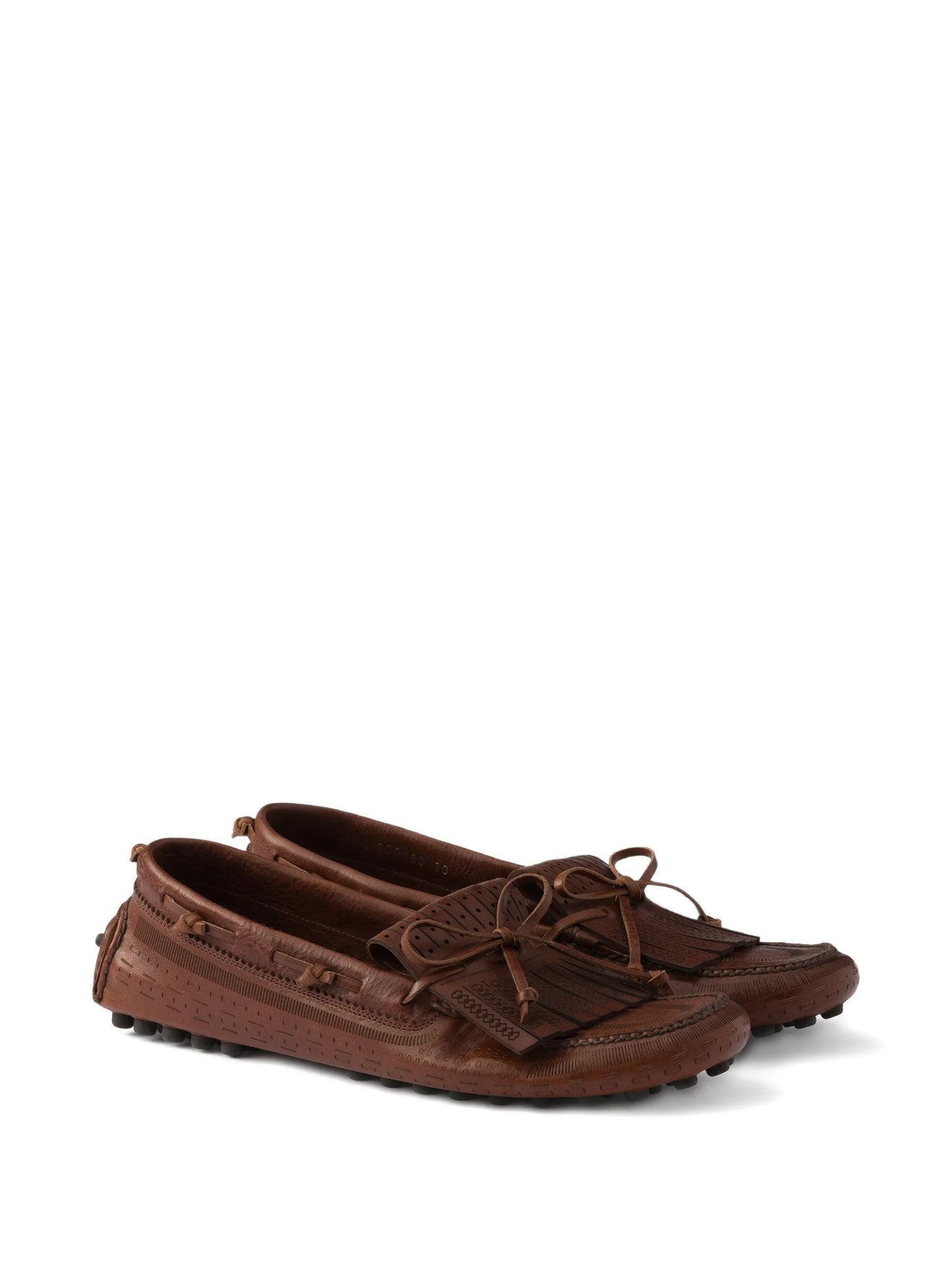 fringe-apron leather loafers
