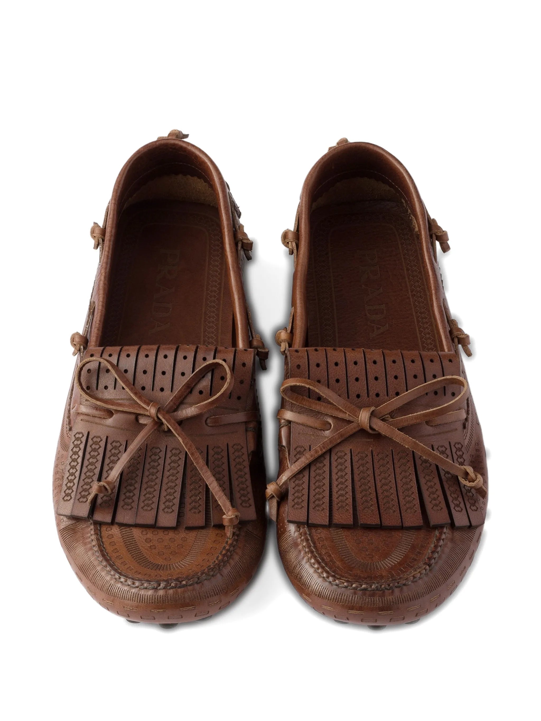 fringe-apron leather loafers