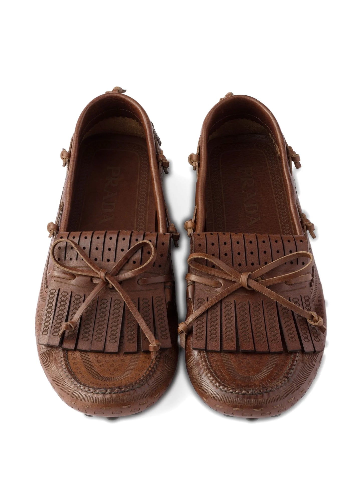 fringe-apron leather loafers