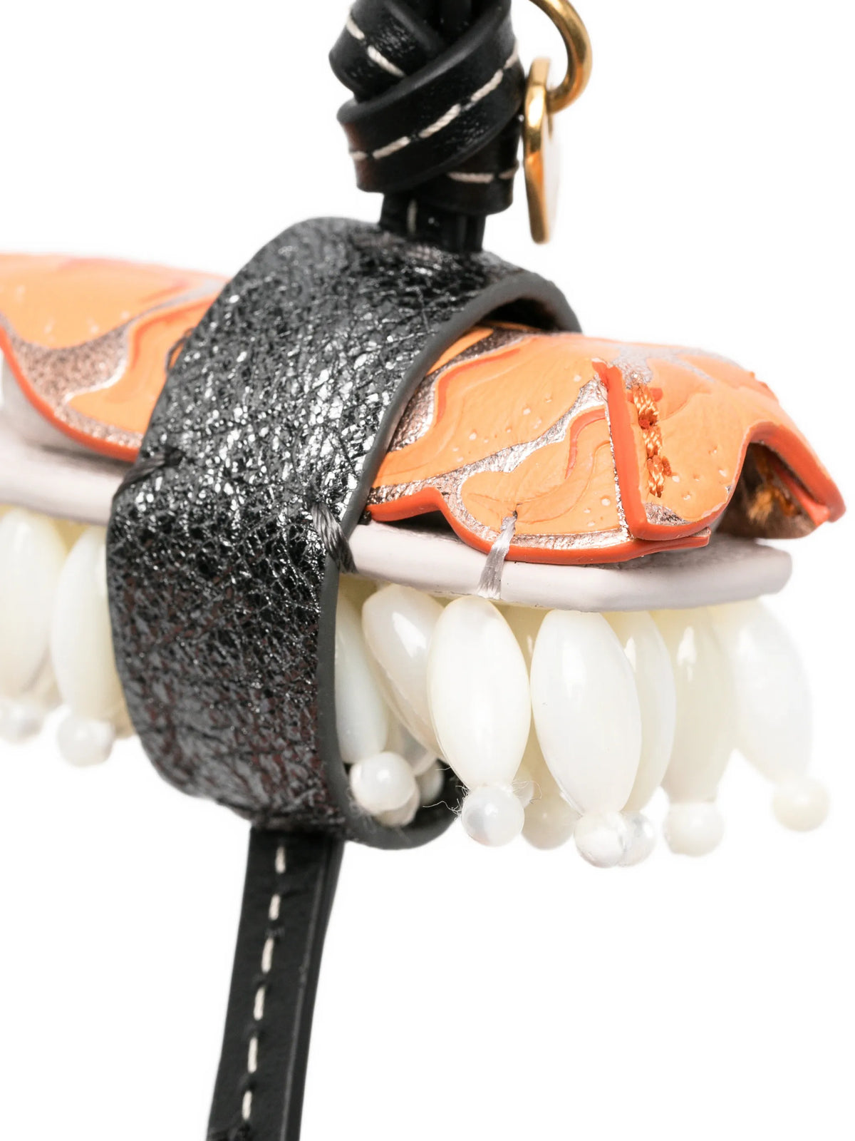 Nigiri sushi charm capra leather in metallic salmon pink