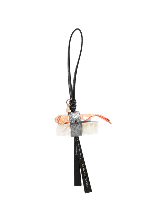 Nigiri sushi charm capra leather in metallic salmon pink