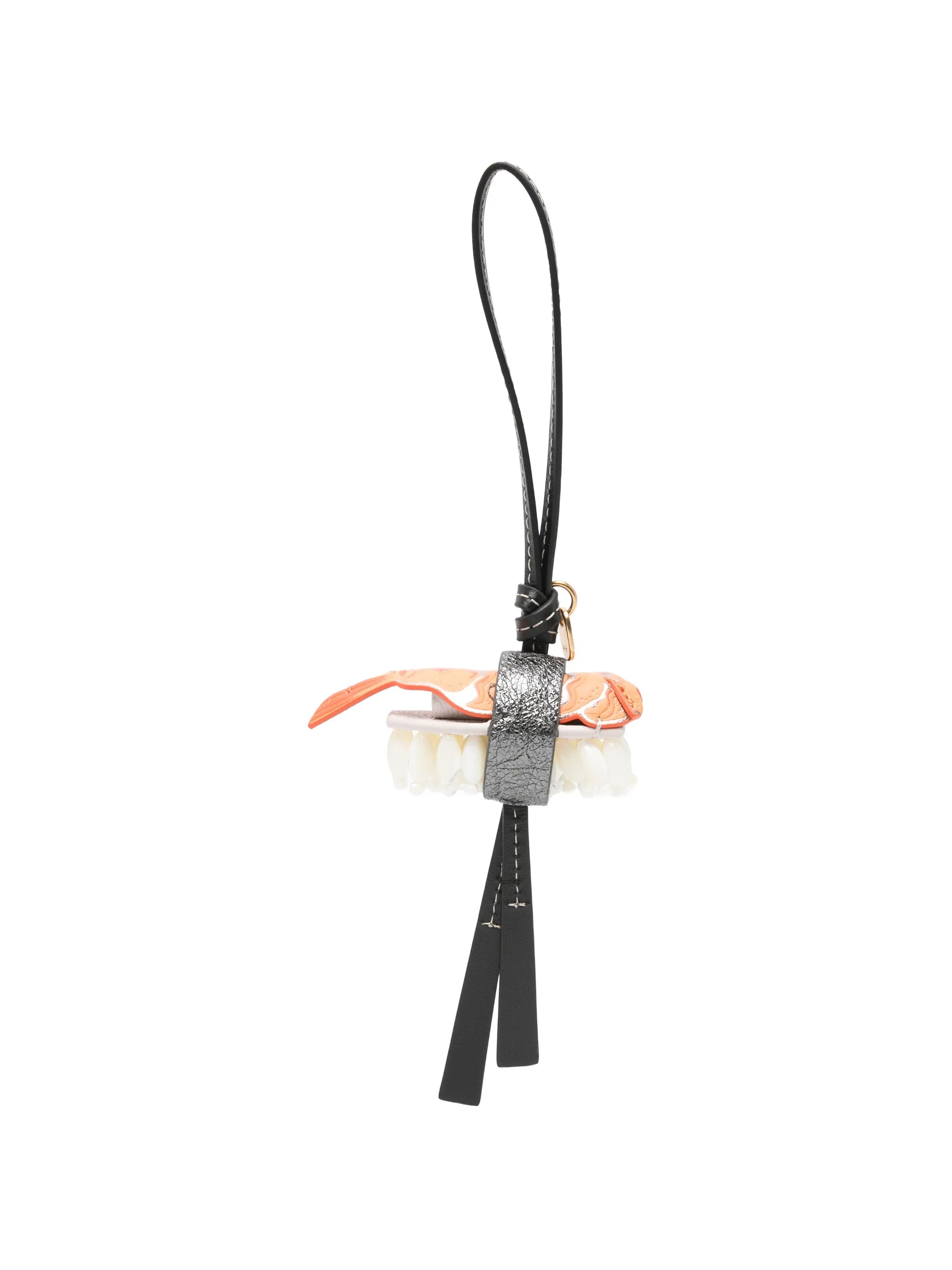 Nigiri sushi charm capra leather in metallic salmon pink