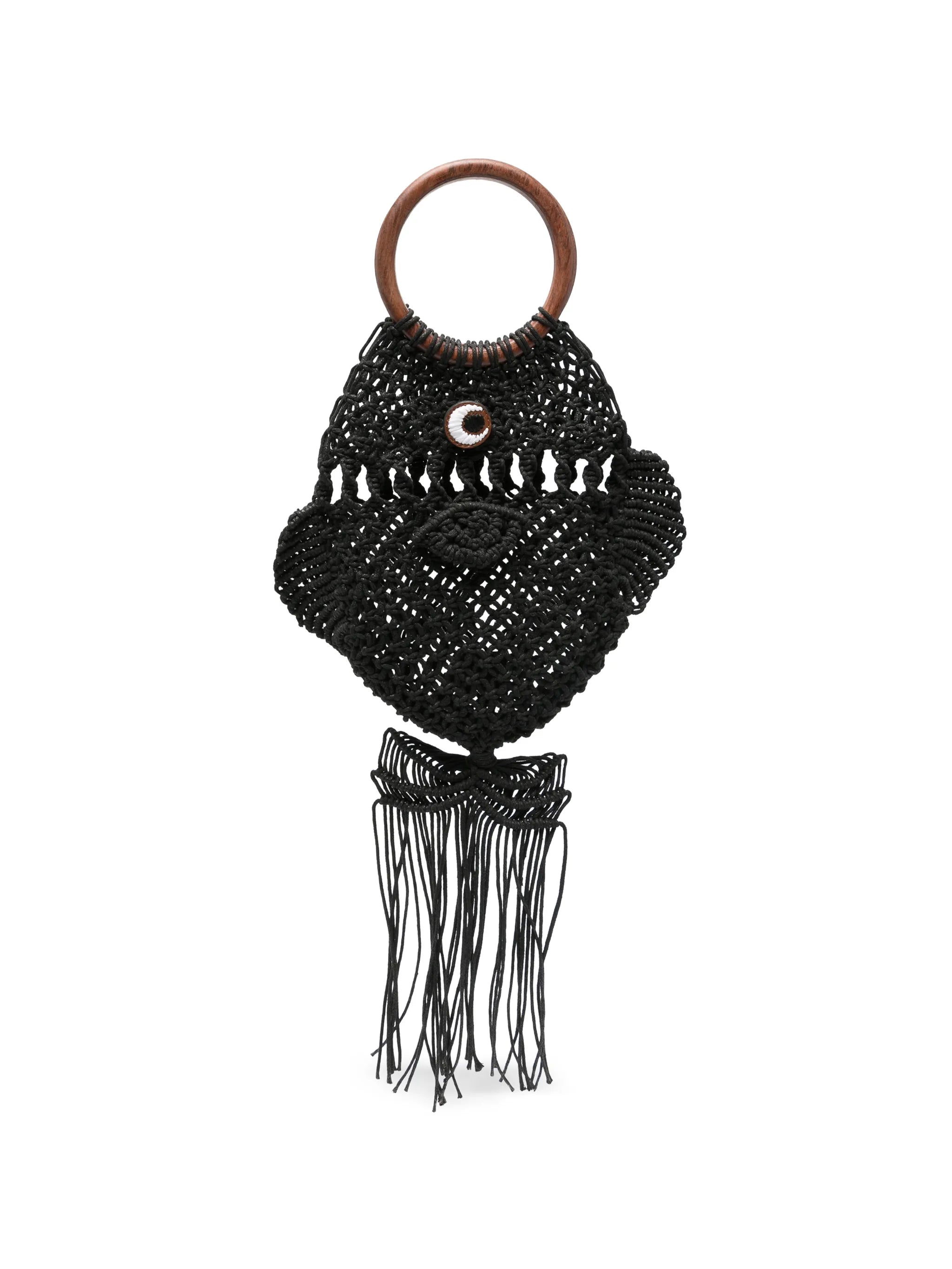 macramé fish clutch bag