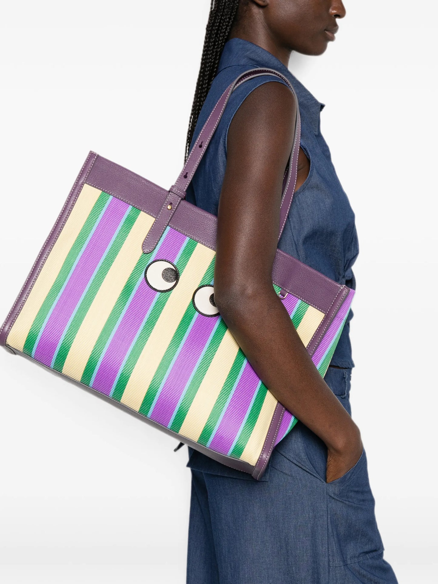 E/W Eyes striped shoulder bag