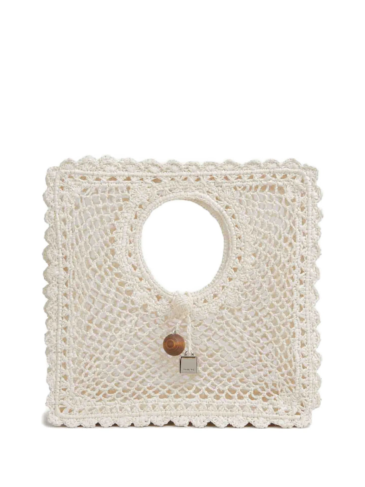Le Carré crochet-knit raffia bag