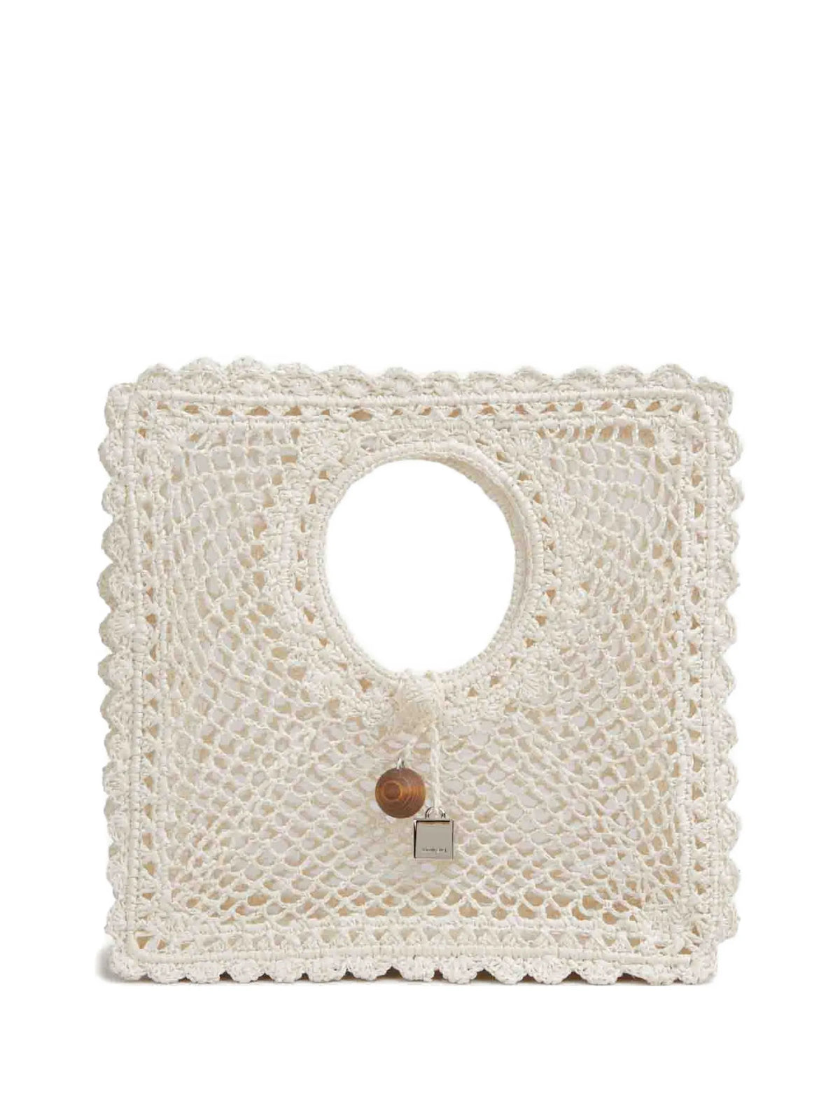 Le Carré crochet-knit raffia bag