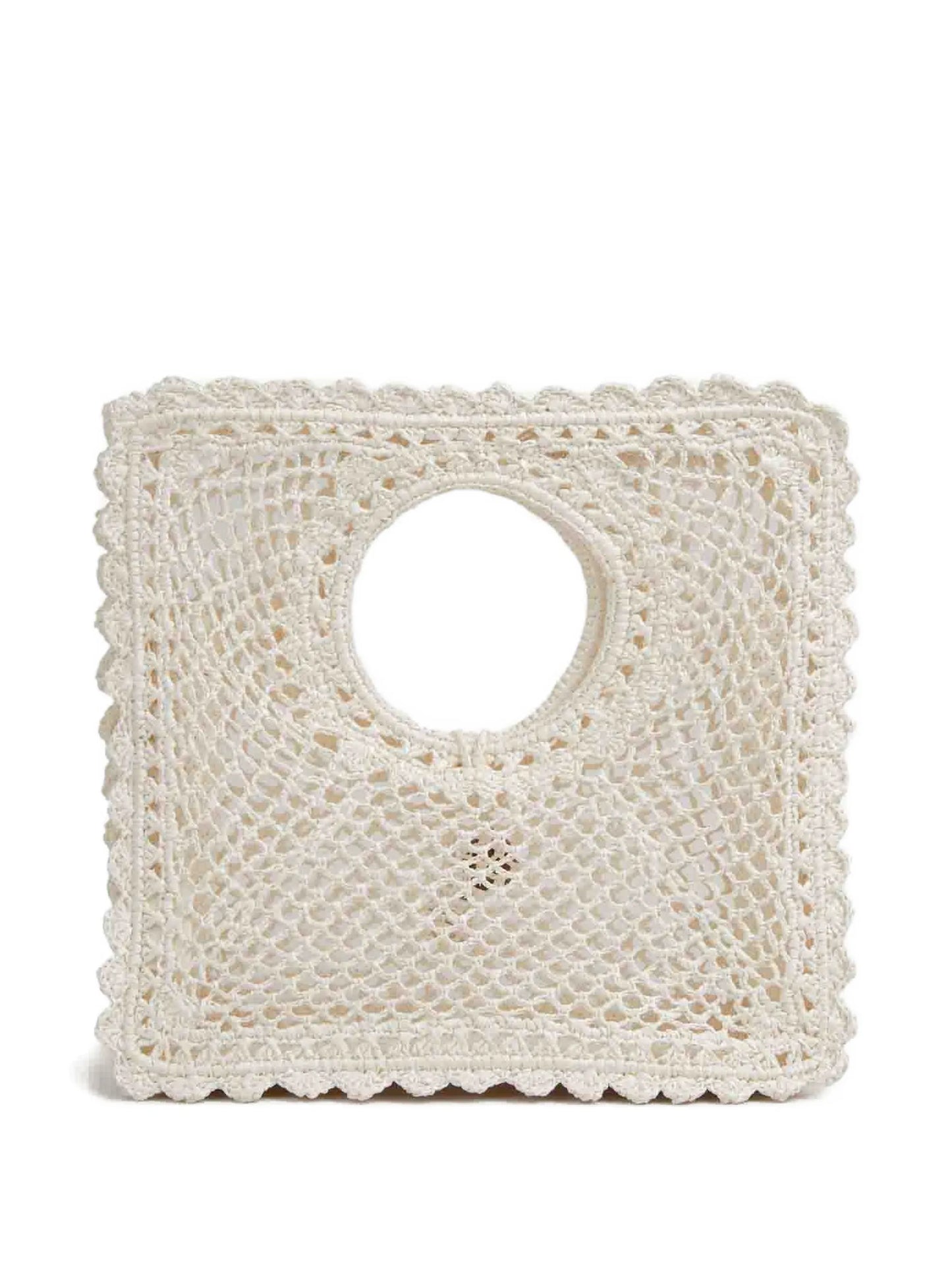 Le Carré crochet-knit raffia bag