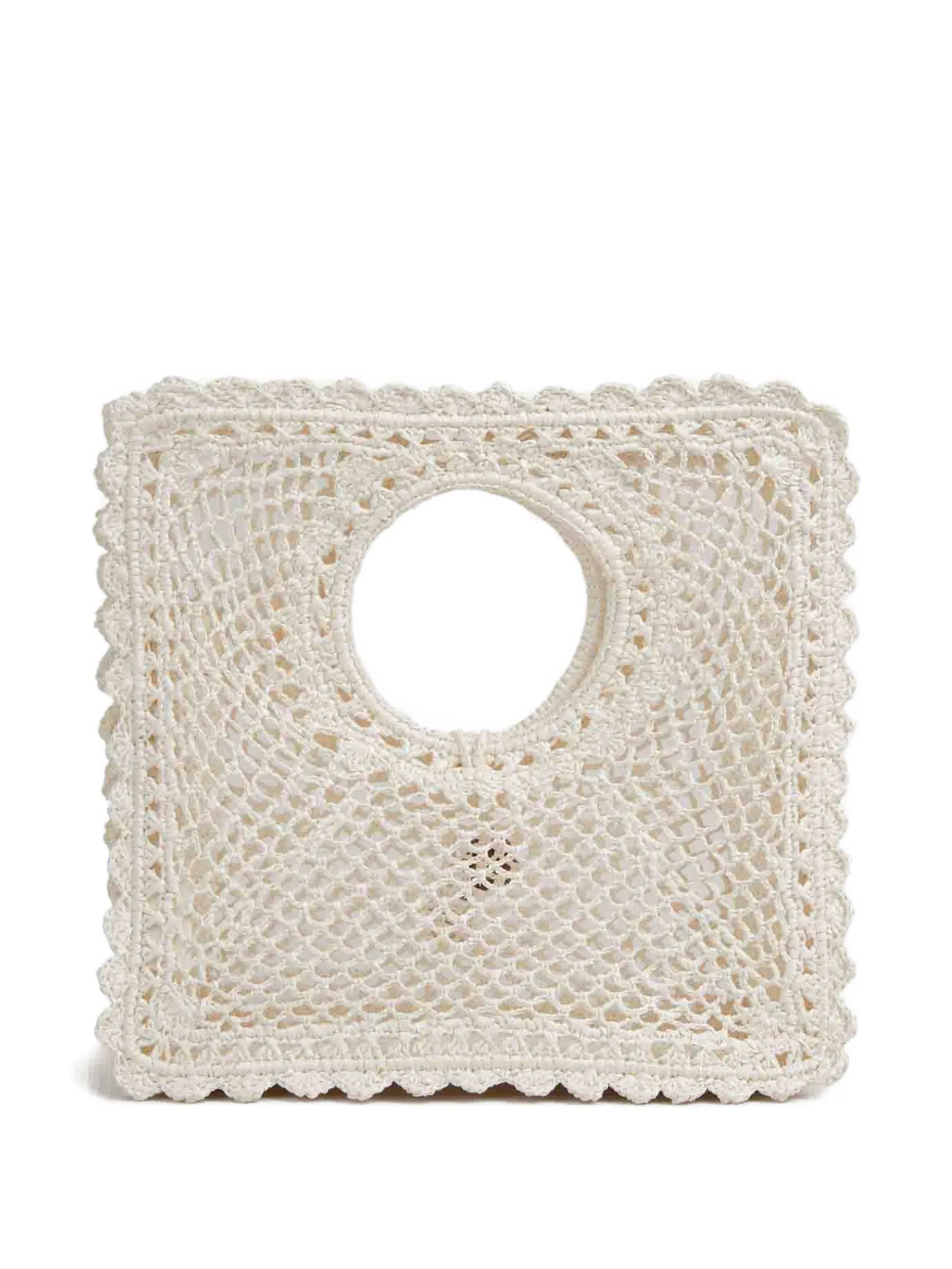 Le Carré crochet-knit raffia bag