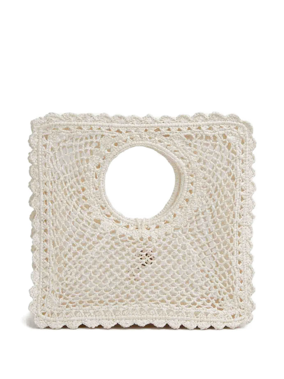 Le Carré crochet-knit raffia bag