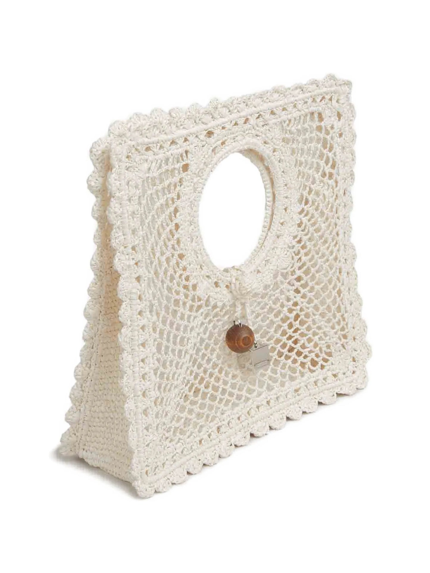 Le Carré crochet-knit raffia bag