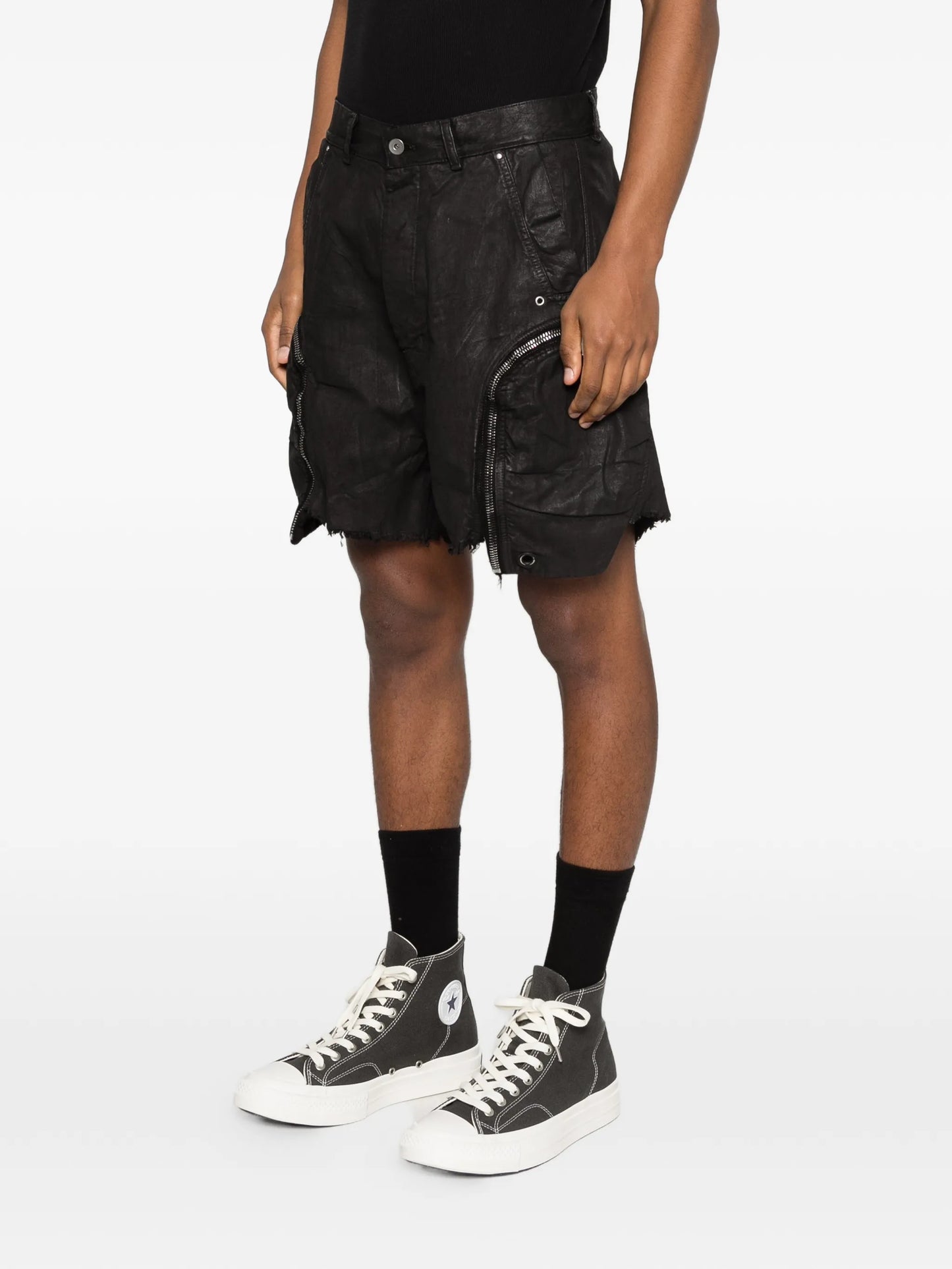 Bauhaus frayed shorts