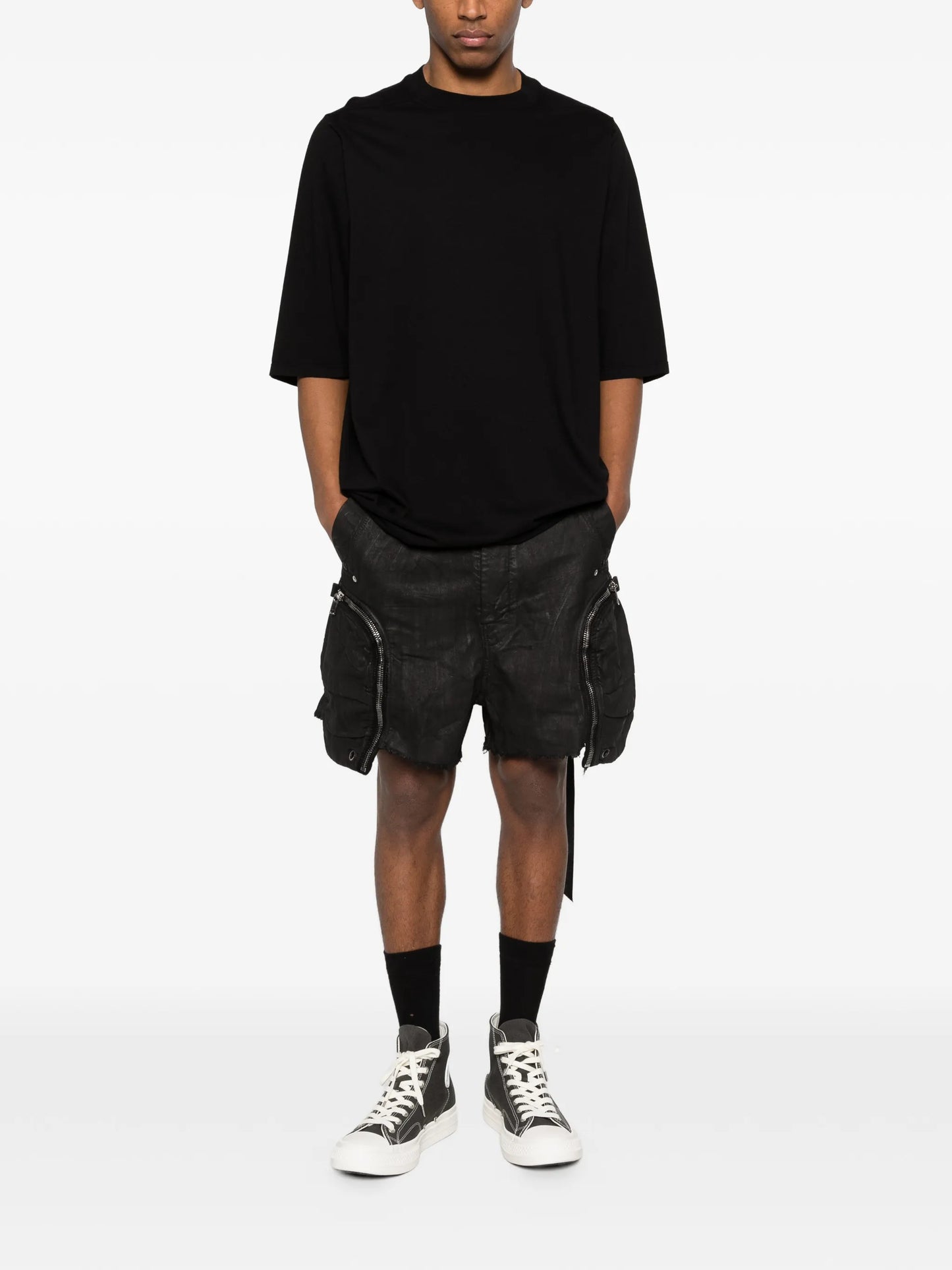 Bauhaus frayed shorts
