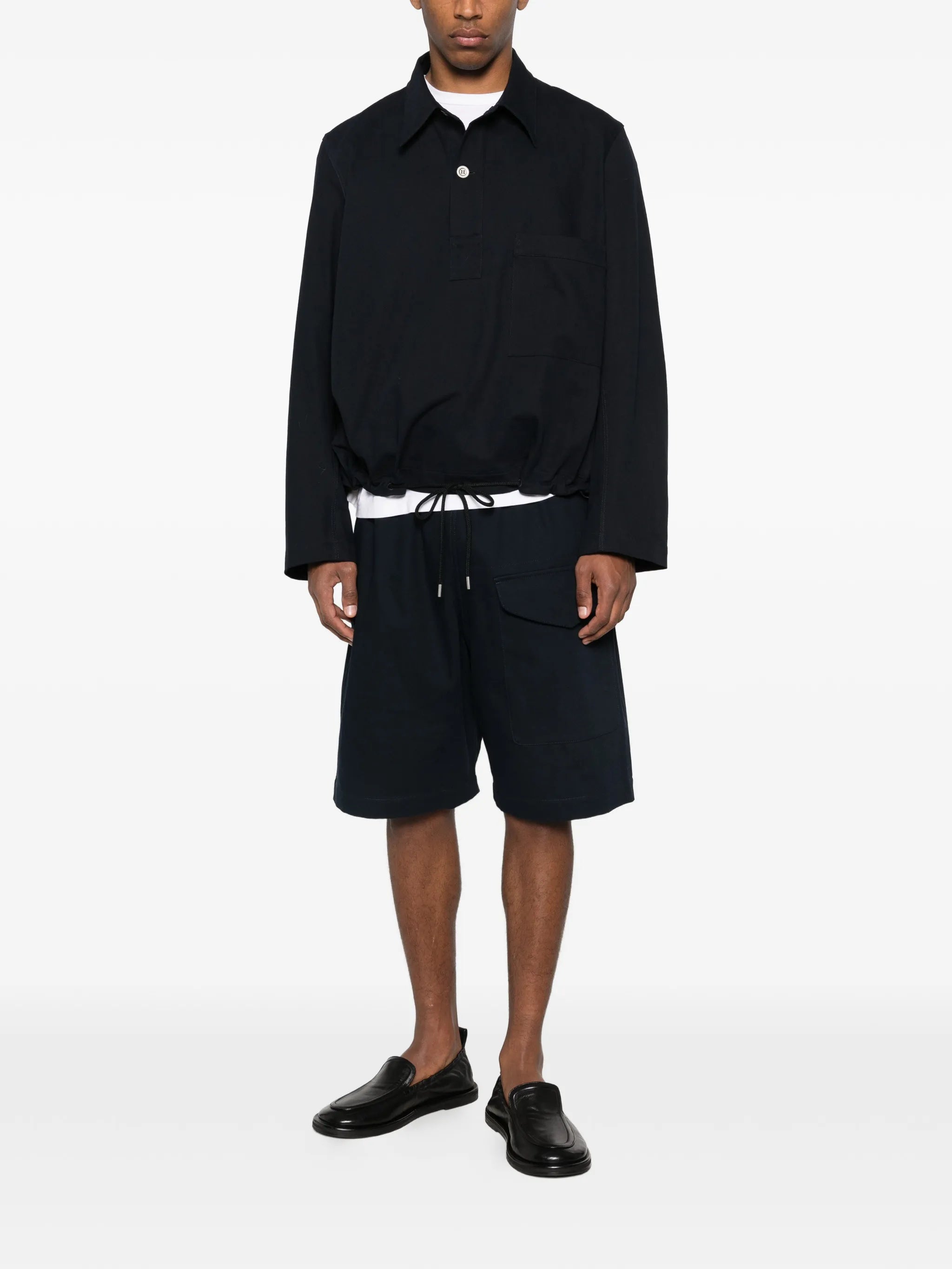 drawcord-hem chest-pocket shirt