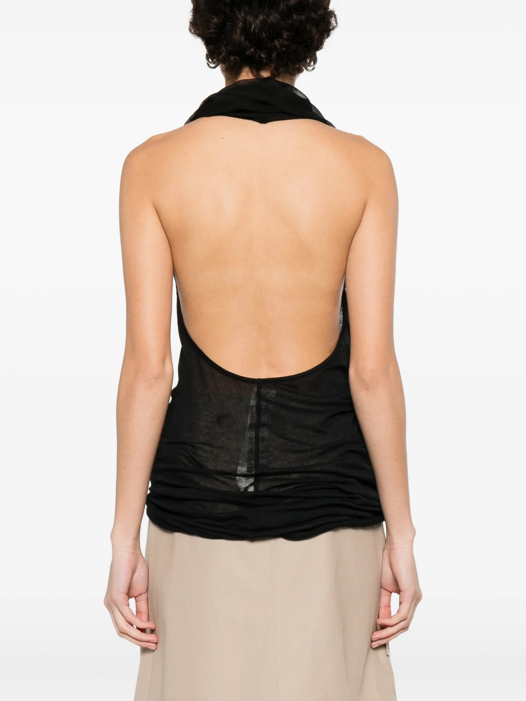 draped halterneck tank top