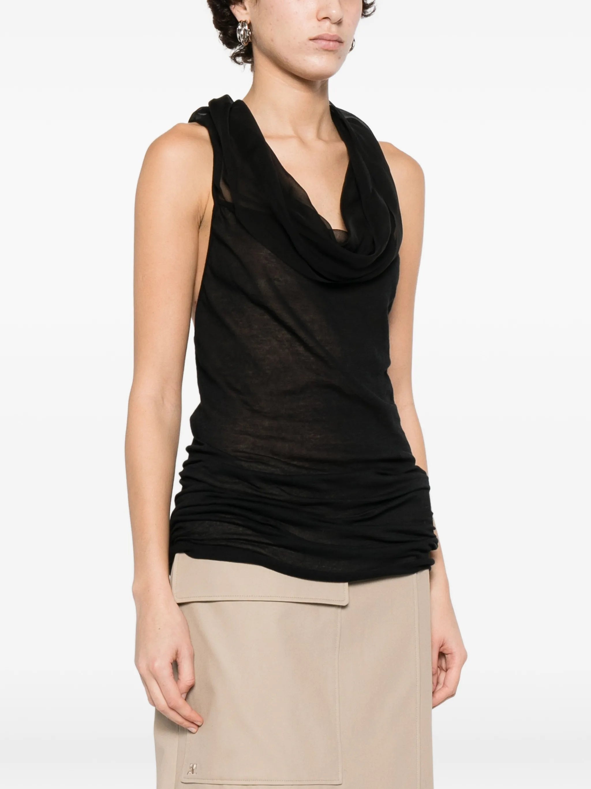 draped halterneck tank top