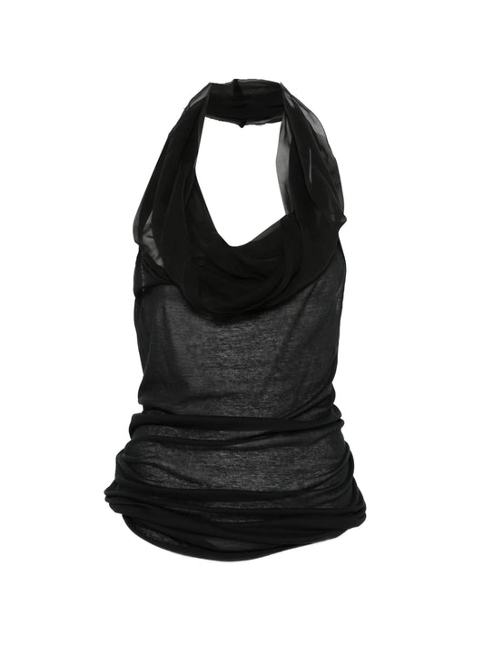 draped halterneck tank top