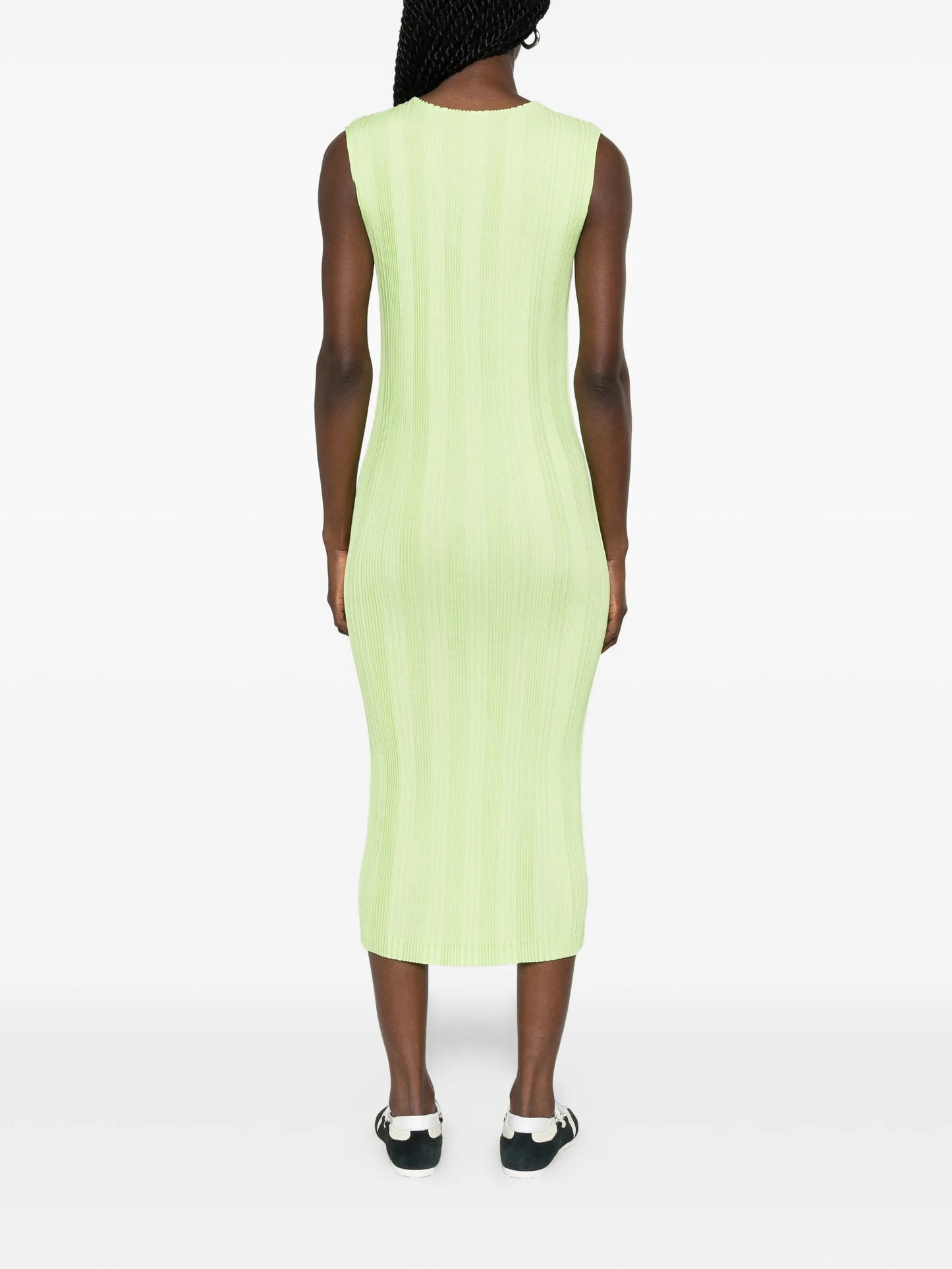 pleated sleeveless mini dress