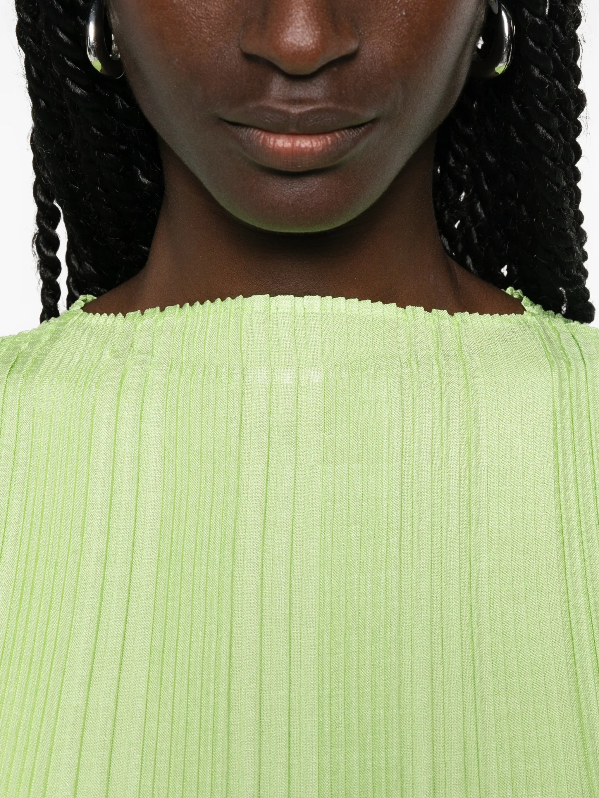 pleated sleeveless mini dress