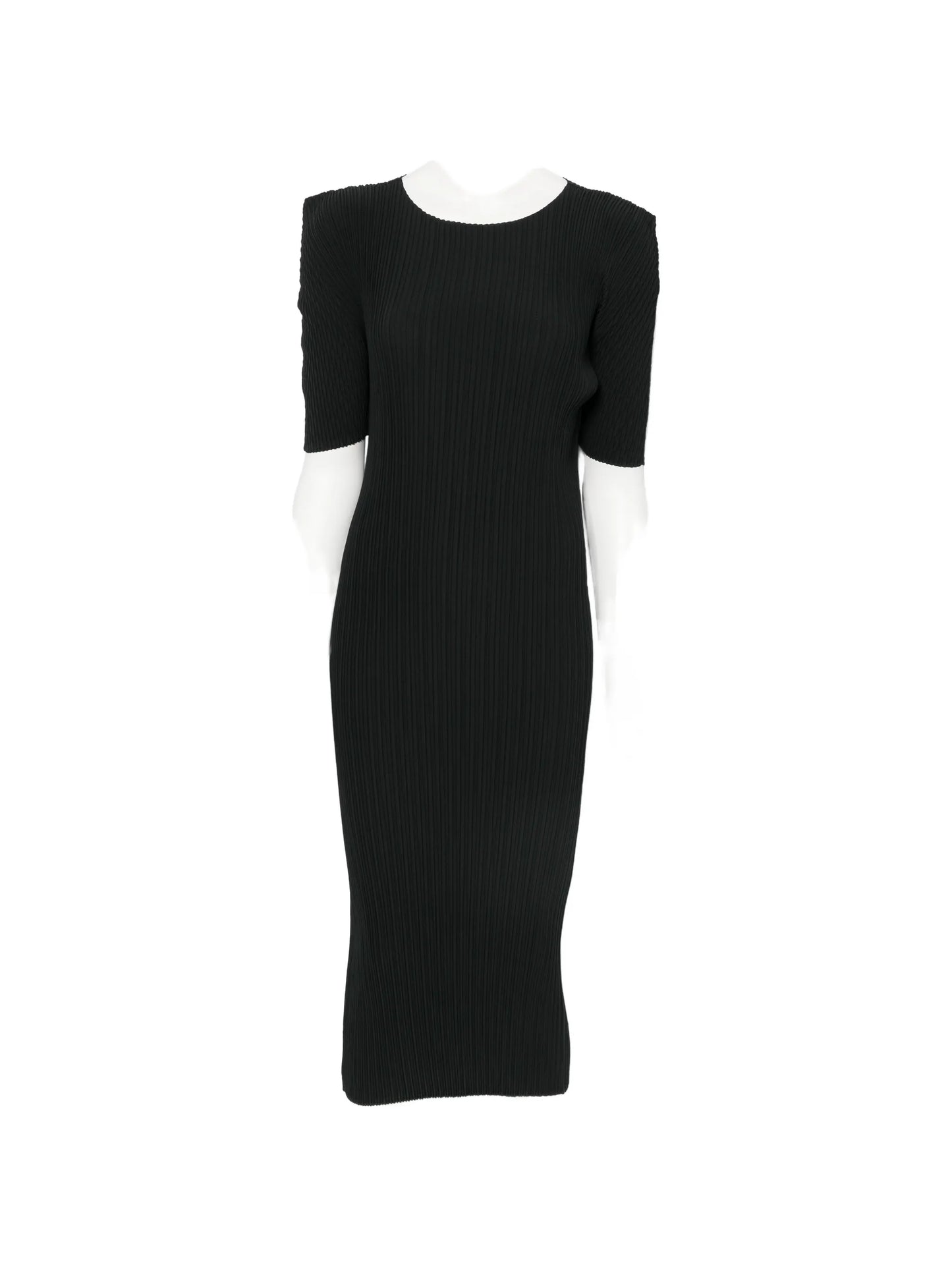 box-shoulder pleats midi dress