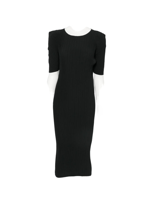 box-shoulder pleats midi dress