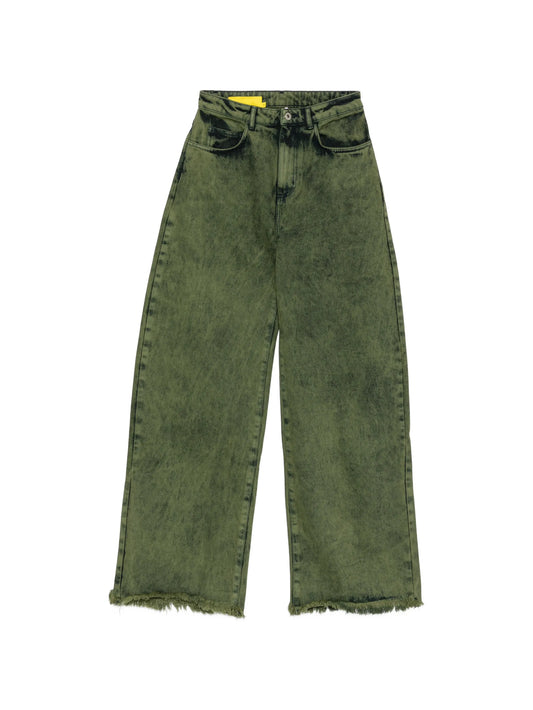 khaki-wash frayed jeans