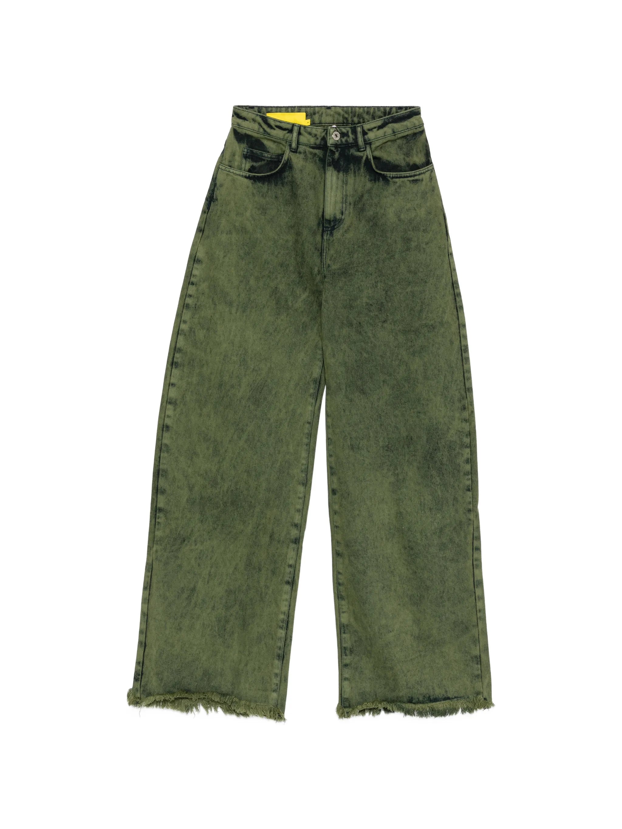 khaki-wash frayed jeans