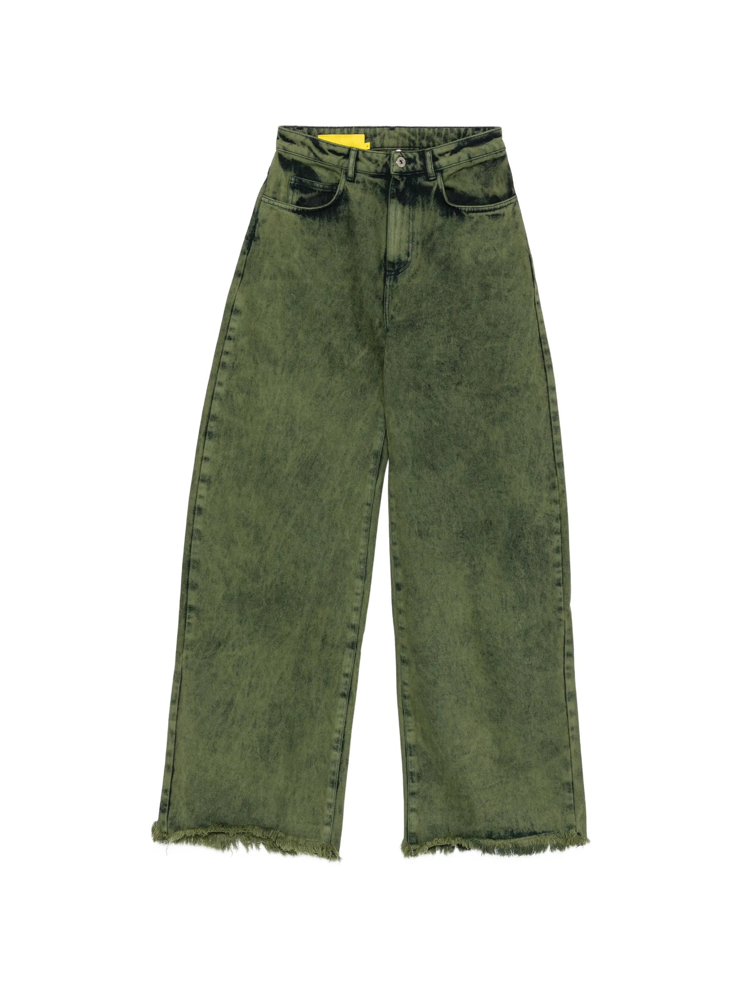 khaki-wash frayed jeans