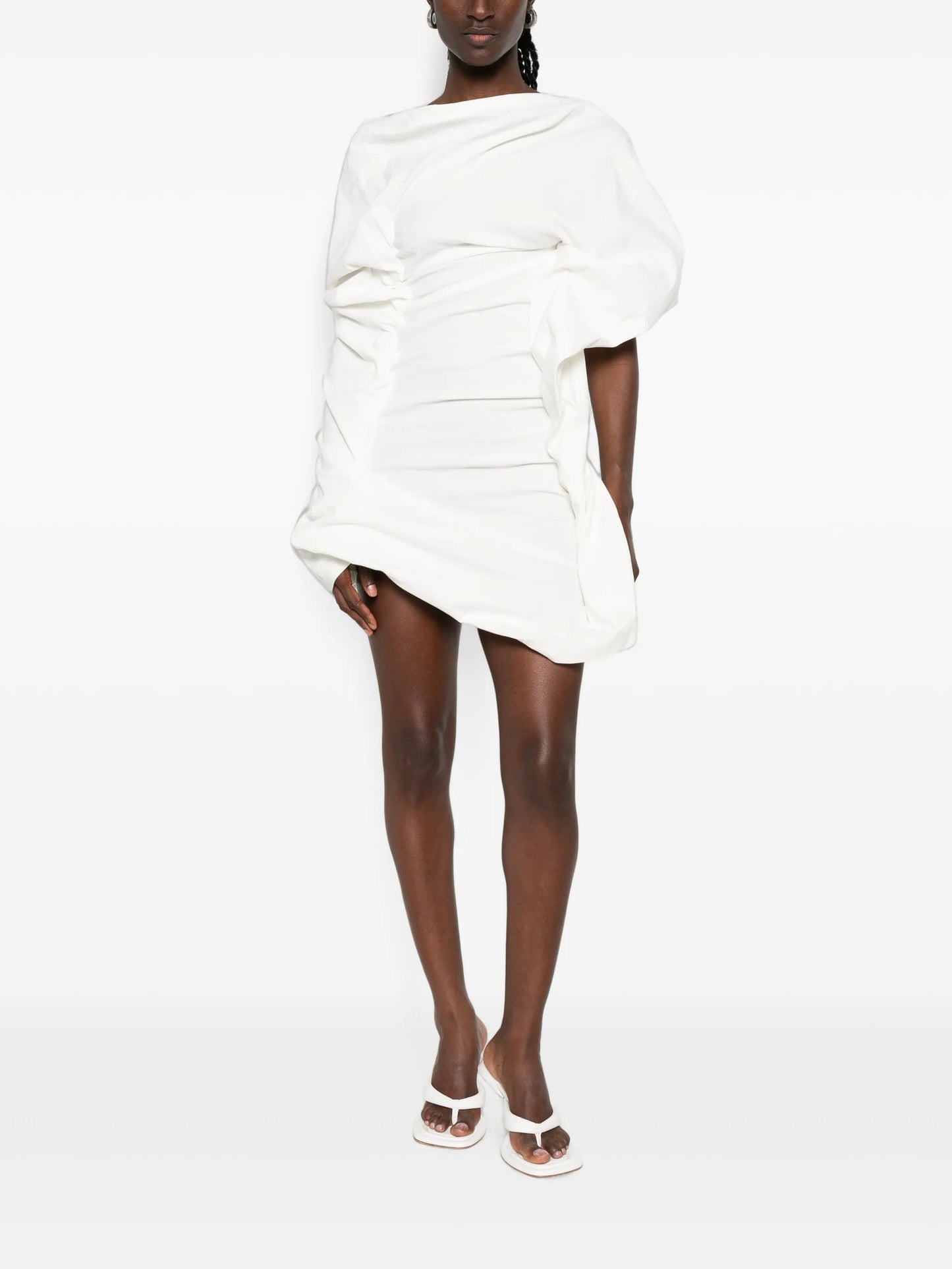 asymmetric draped mini dress