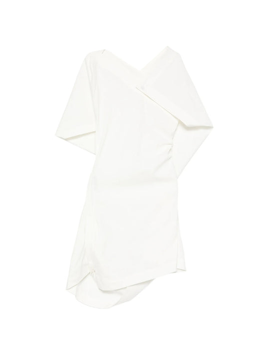 asymmetric draped mini dress