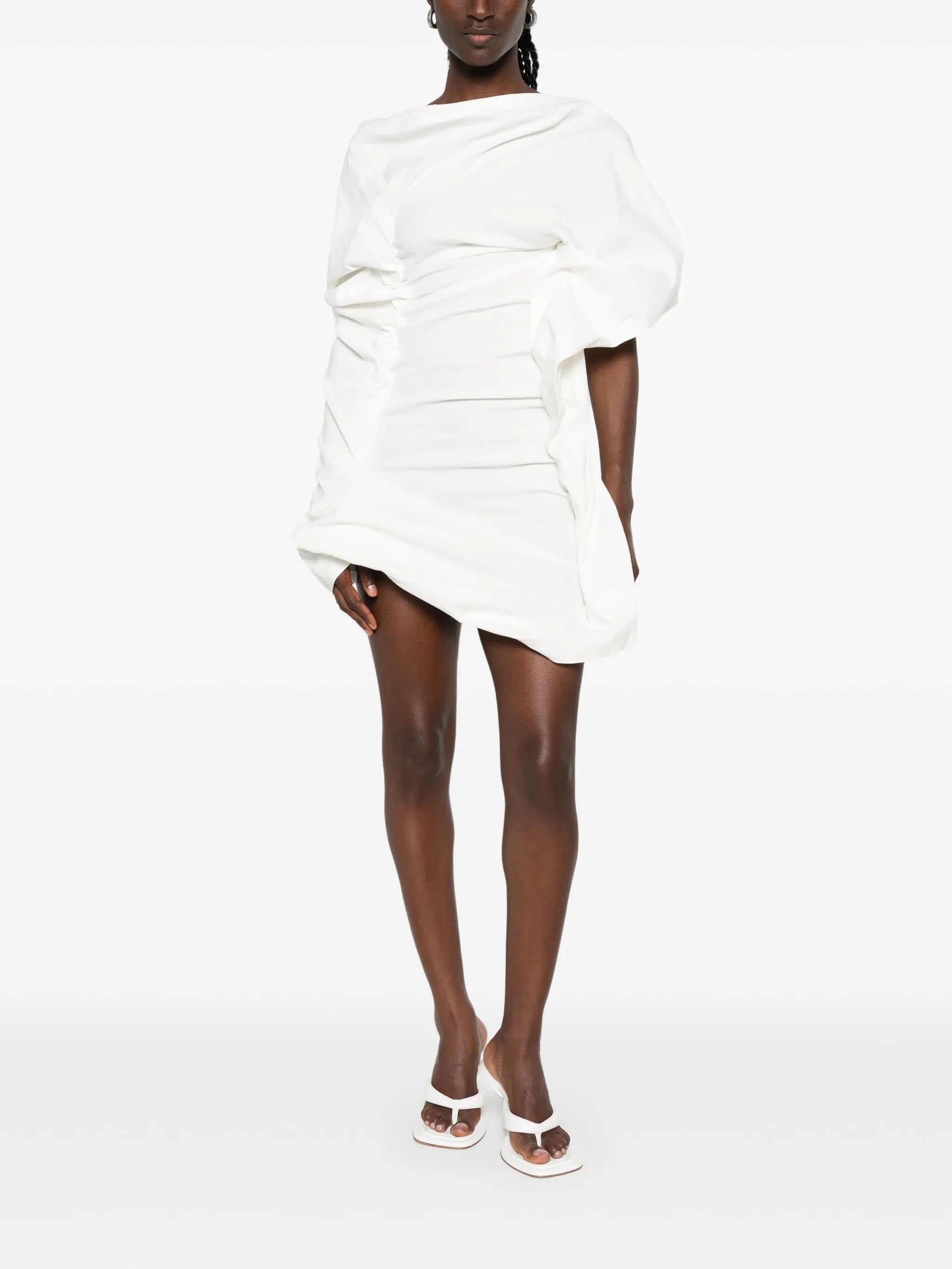 asymmetric draped mini dress