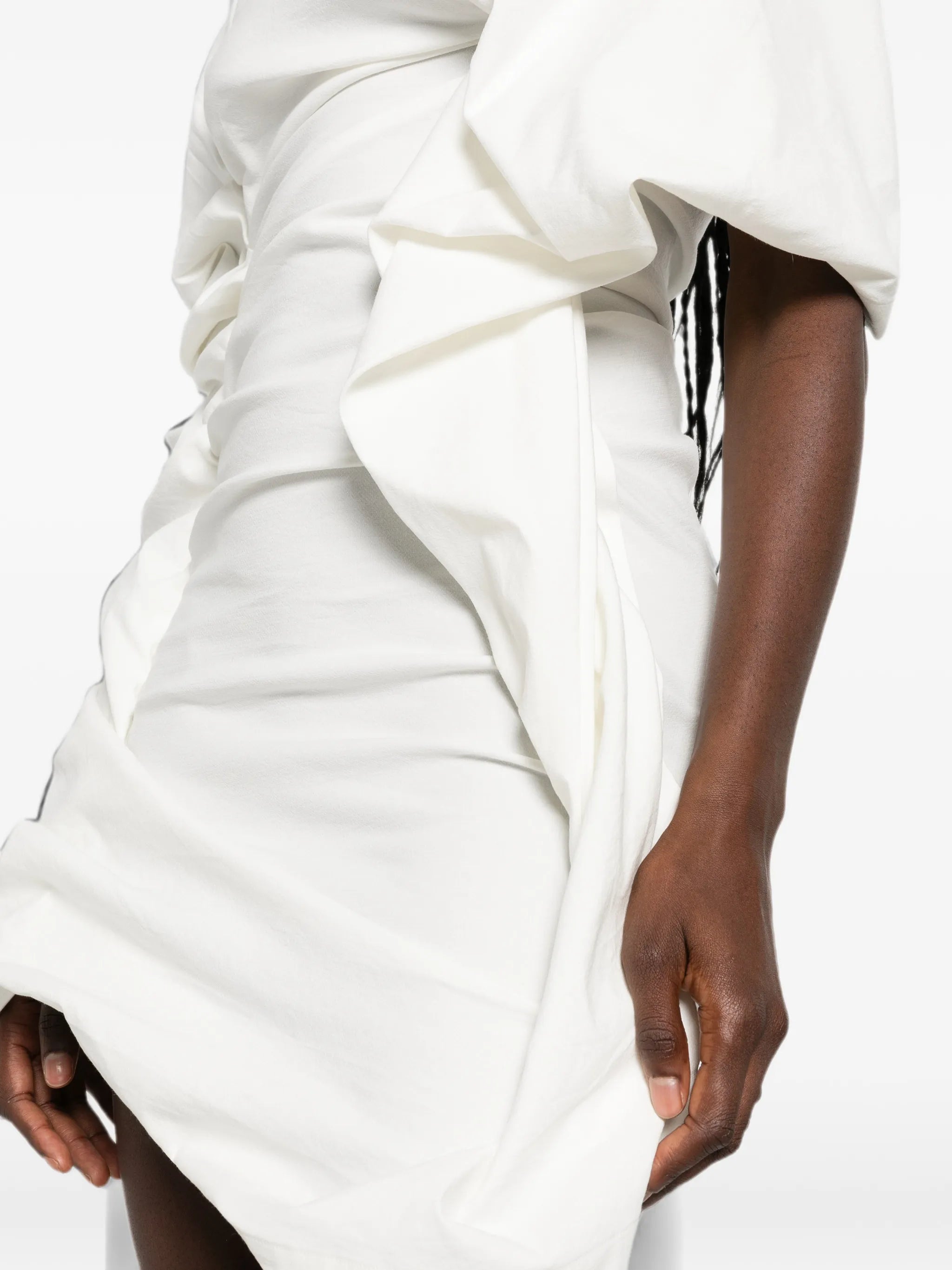 asymmetric draped mini dress