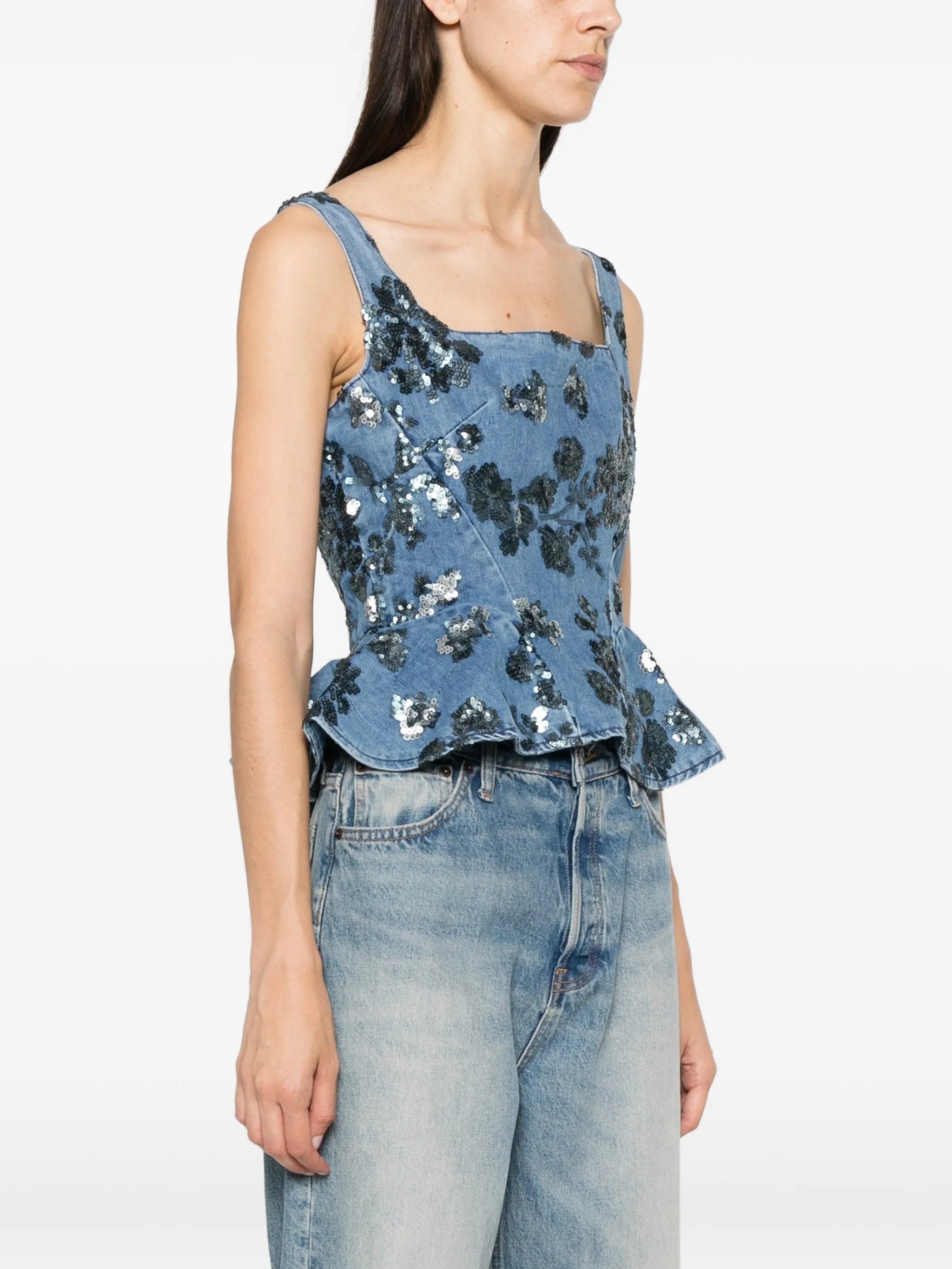 sequin-embellished top