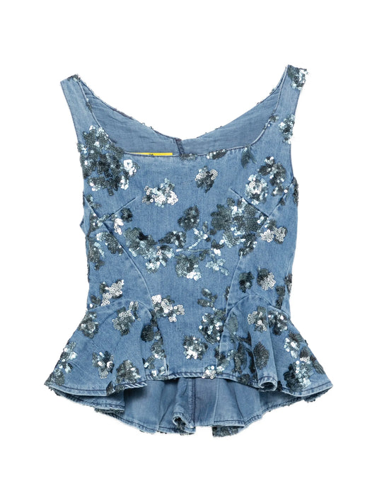 sequin-embellished top
