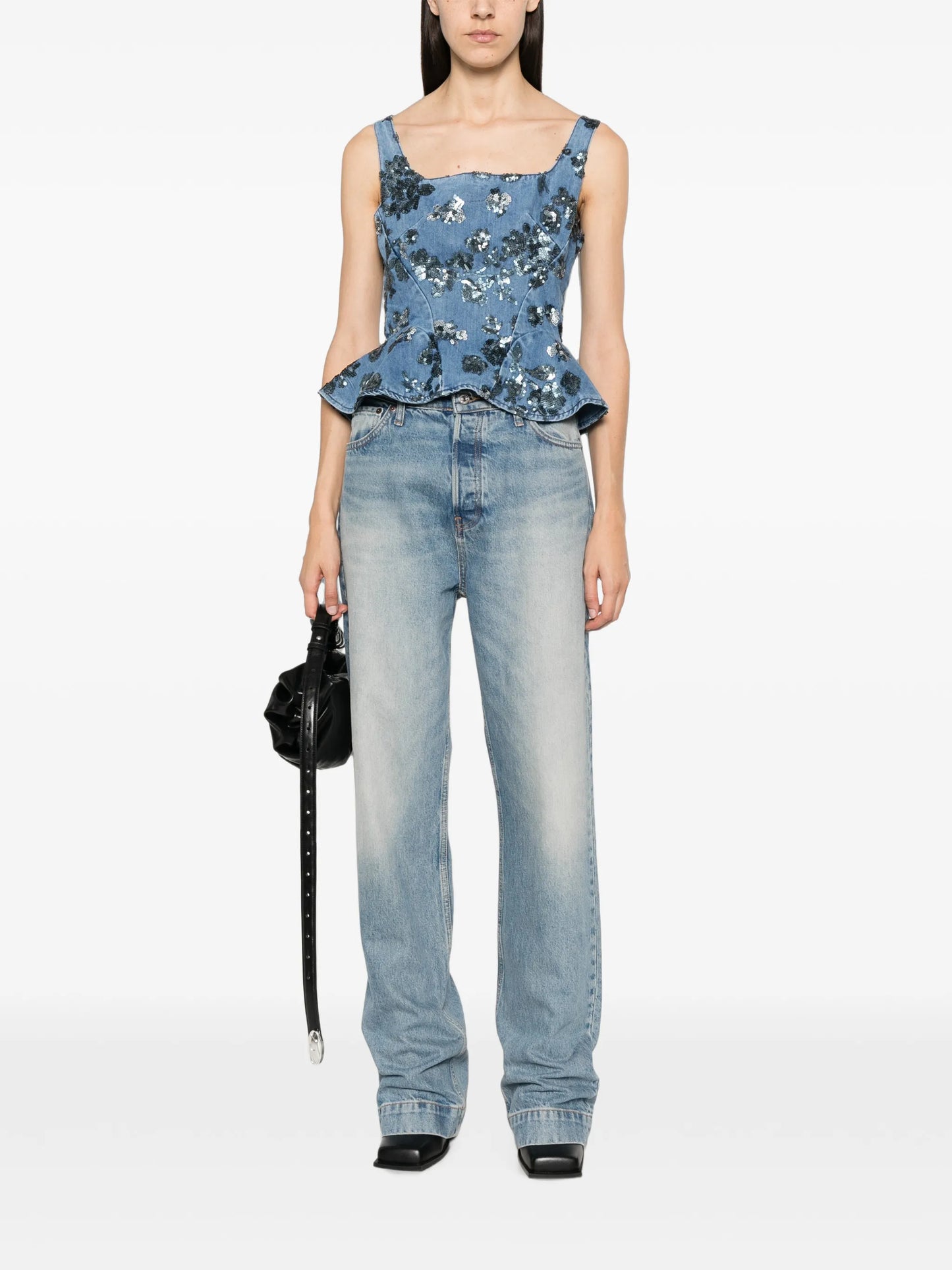 sequin-embellished top