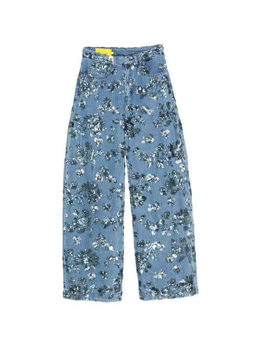 sequin-embroidered jeans