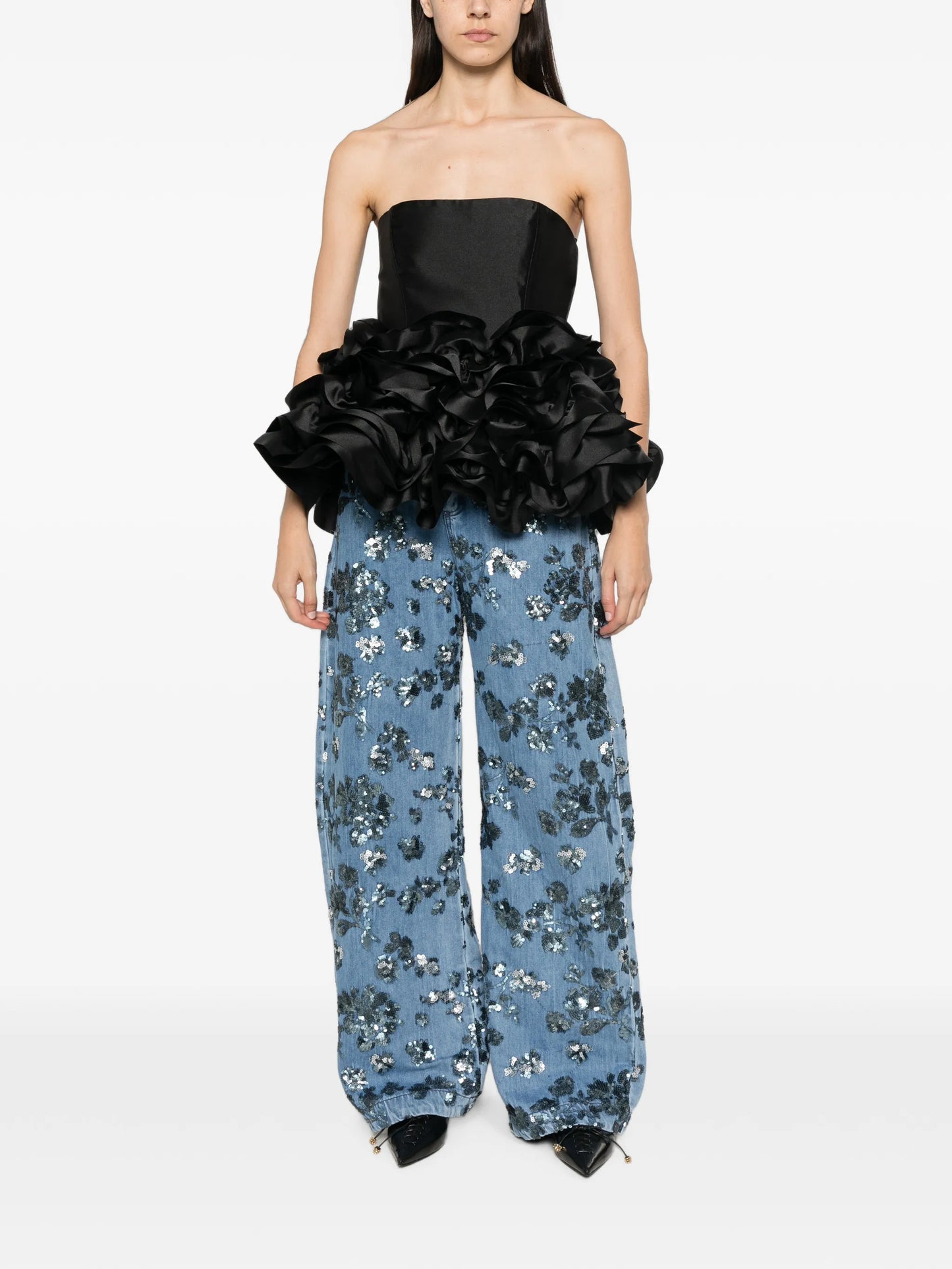 sequin-embroidered jeans