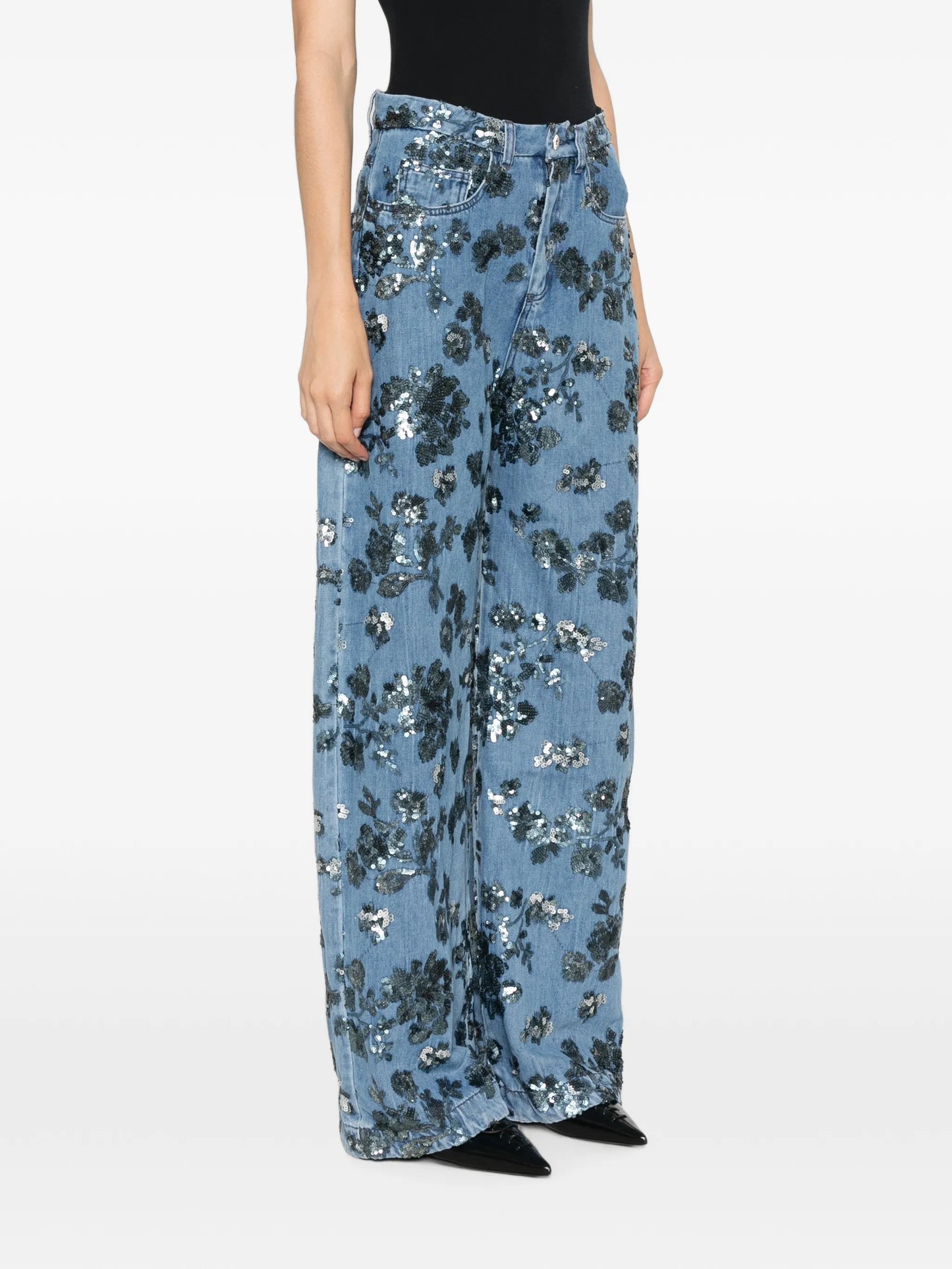 sequin-embroidered jeans