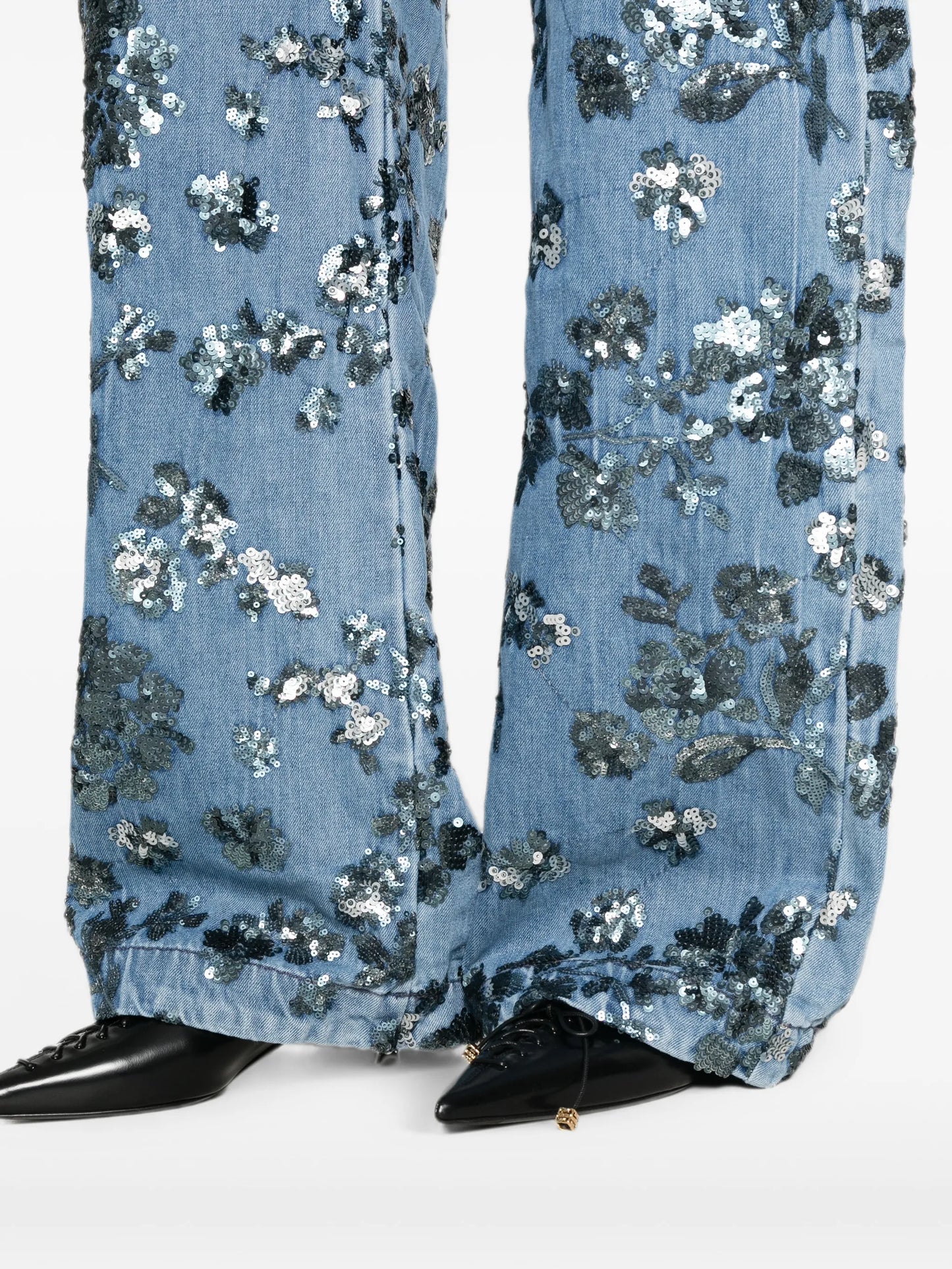 sequin-embroidered jeans