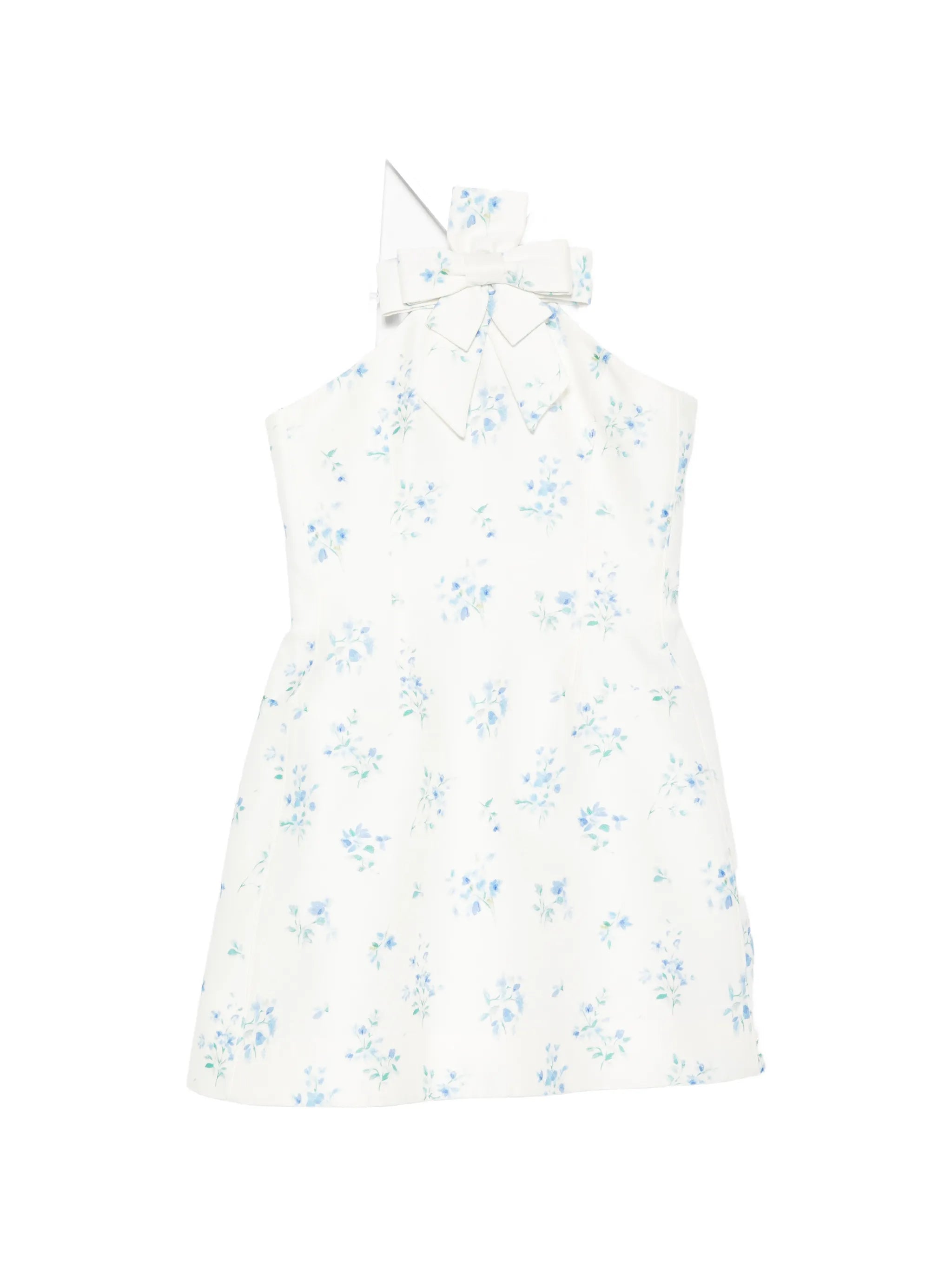 floral-print bow-detail mini dress